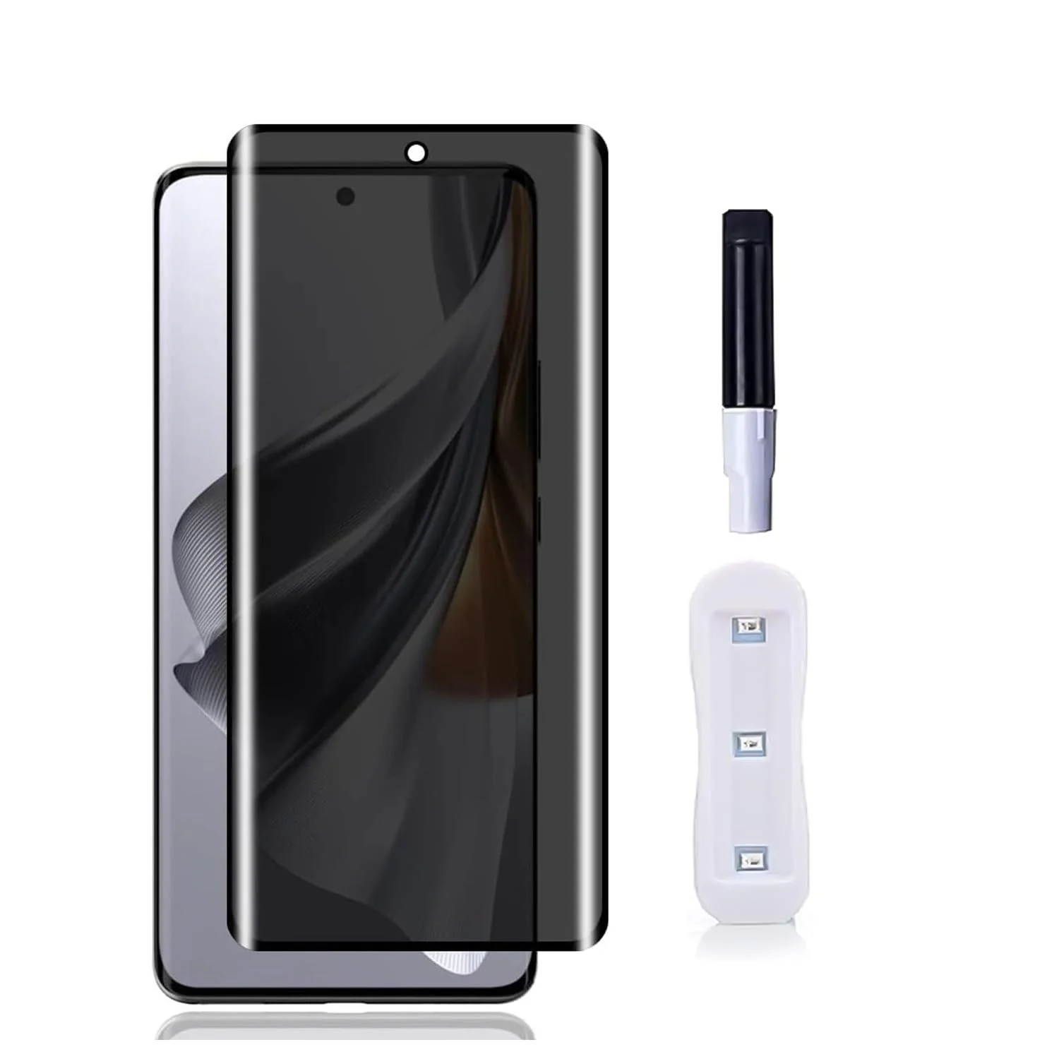 DL3 Mobilak Screen Protector for OPPO Reno 10 5G / Reno 10 Pro 5G Glass Fingerprint Reader Support 3D Curved Anti-Spy Tempered Glass Screen Protector - Privacy