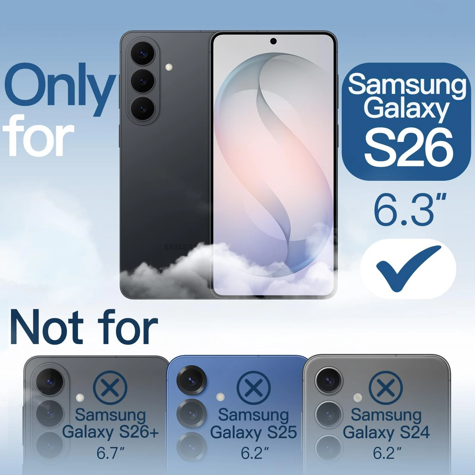 DL3 Mobilak For Samsung Galaxy S26, Crystal Clear Case [Not Yellowing] [Military Grade Drop Protection] Shockproof Protective Case Transparent Protective Slim Cover - Black