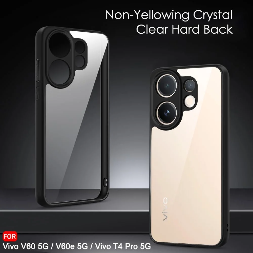 DL3 Mobilak Clear PC and TPU Protective Case for vivo V60 5G with Camera Protection and Military-Grade Protection - Black