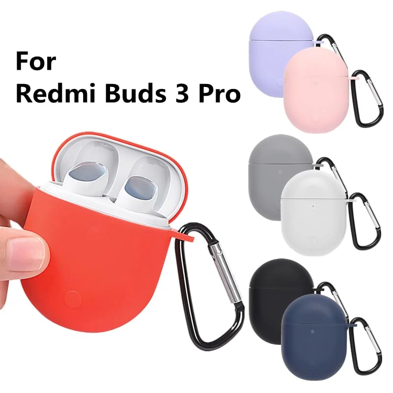 DL3 Mobilak Silicone Case Compatible withXiaomi Redmi Buds 3 Pro/Airdots 3 Pro Earbuds, Soft Silicone Protective Case Cover, Shockproof Sleeve with Carabiner - Blue