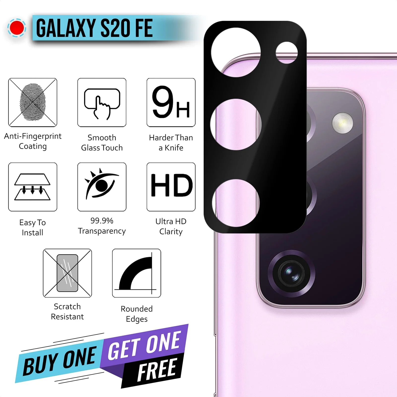 DL3 Mobilak Samsung Galaxy S20 FE 4G 5G 2020/2022 Camera Protector Tempered Glass Screen Protector HD [Full Coverage][Anti-Scratch] Drop Protection Ultra Clear/Thin Lens Protector Case - Black