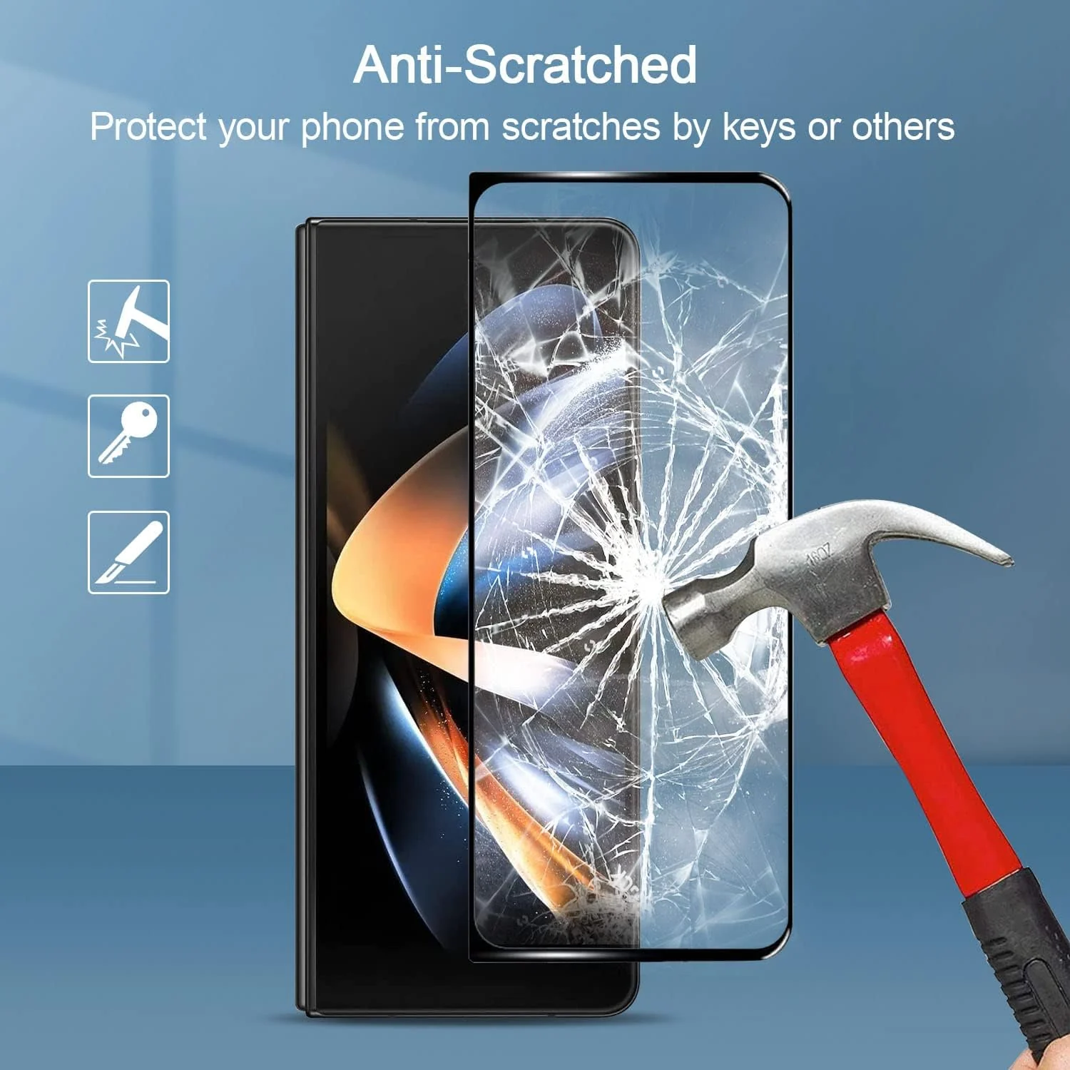 DL3 Mobilak Screen Protector for Samsung Galaxy Z Fold 5, Tempered Glass Screen Saver Premium HD Protective, Scratch Resistant, NO-Bubble, 9H Hardness, Full Coverage Film - Clear