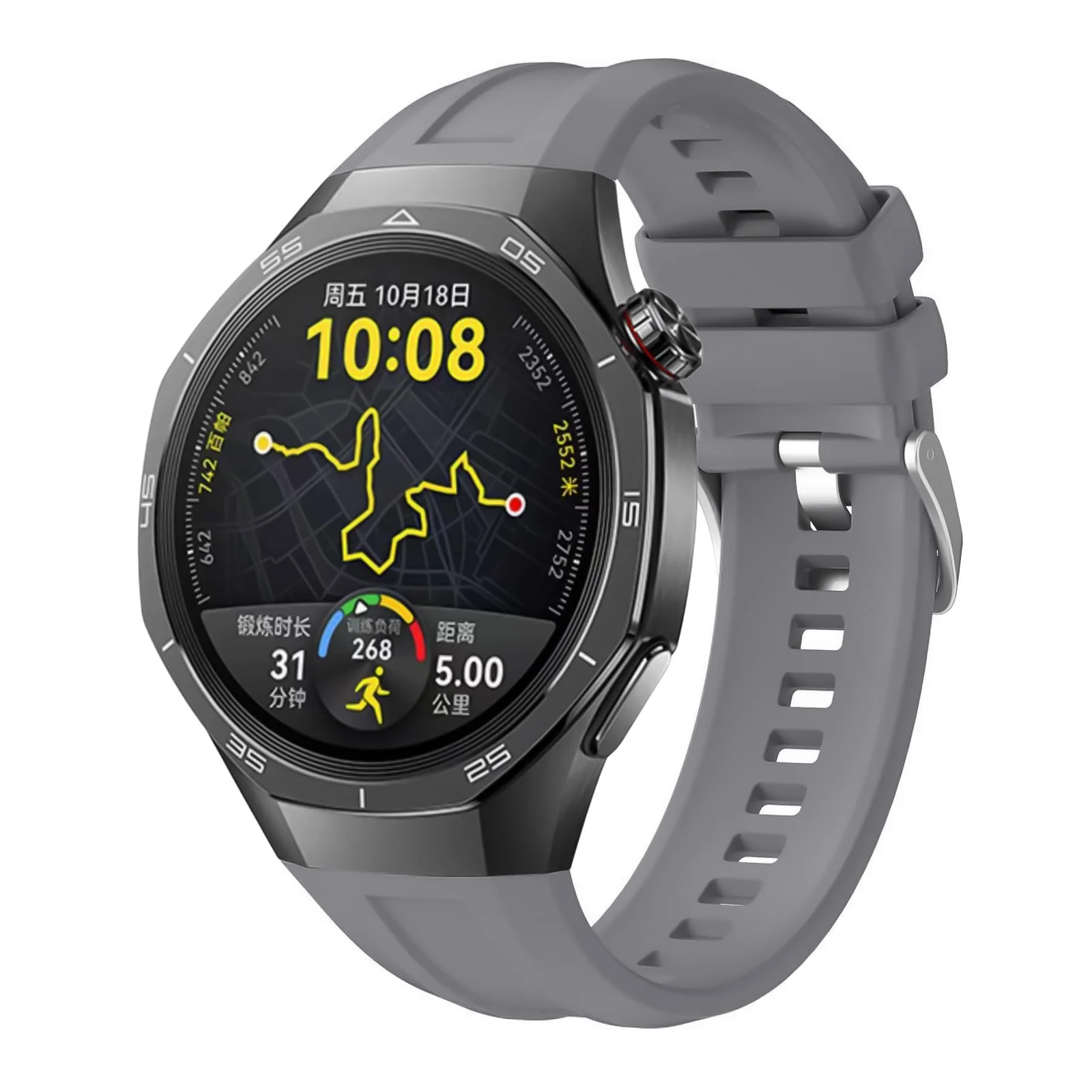 DL3 Mobilak Silicone Straps Compatible with Huawei GT 5 Pro 46 mm / GT5 46 mm / GT4 46mm Sports Wristbands Replacement Waterproof Silicone Strap, 22mm - Gray