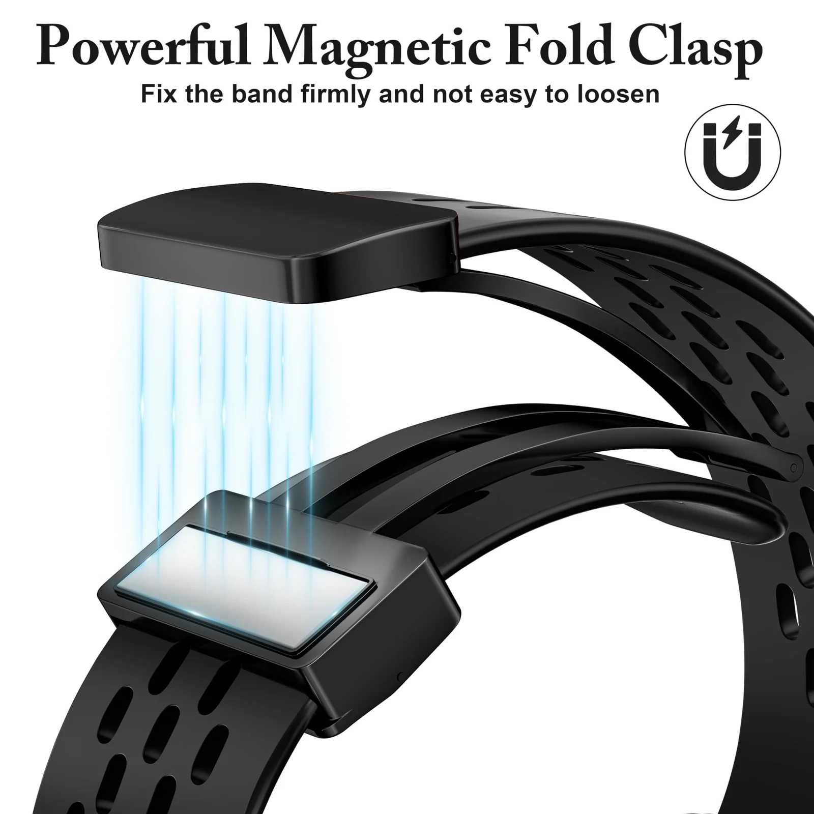 DL3 Mobilak Silicone Strap Compatible with Huawei Watch Fit 3/Fit 4/Fit 4 Pro Magnetic Metal Buckle Sport Silicone Breathable Strap for Men Women Band Quick Release Soft Replacment Wristband - Black