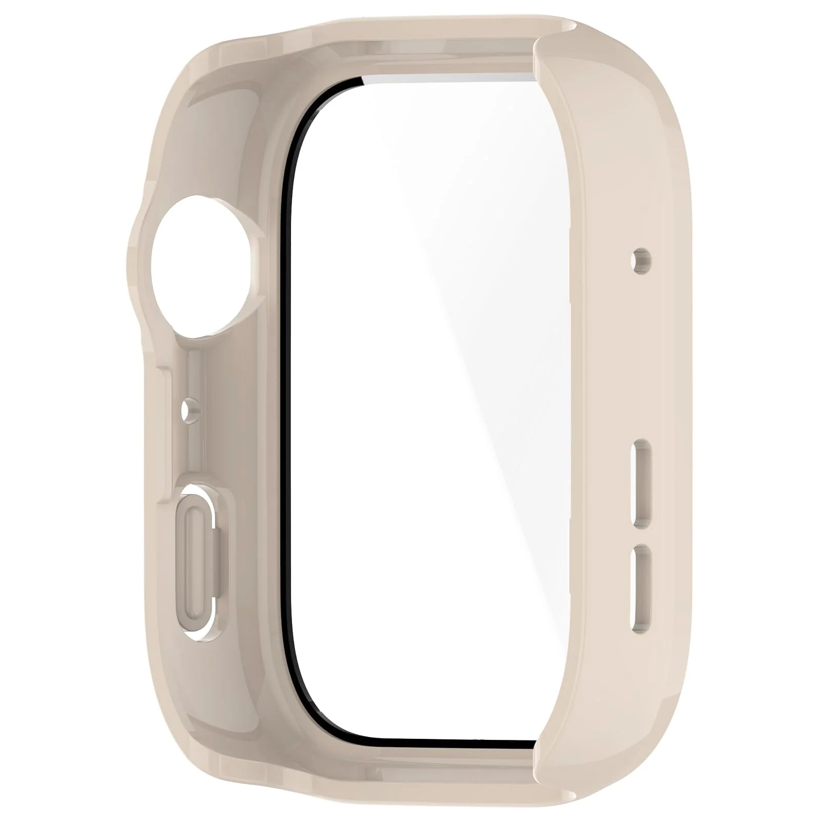 DL3 Mobilak Case Compatible with Huawei Watch Fit 4 Pro, Full Coverage Slim Hard Case Protective Bumper Built-in Tempered Glass Screen Protector Shell for Huawei Watch Fit 4 Pro - Ivory White