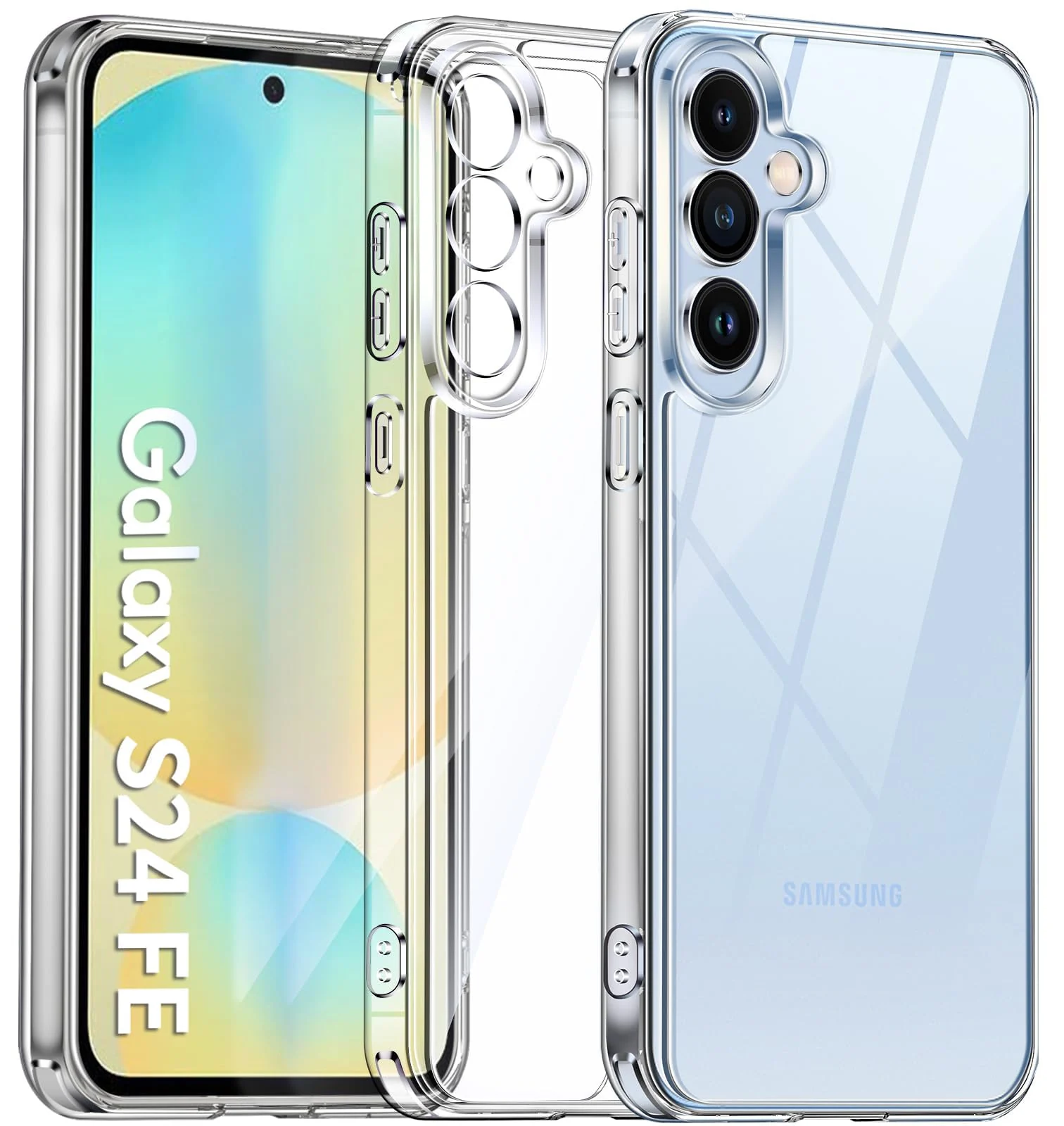 DL3 Mobilak Case Compatible with Samsung Galaxy S24 FE 5G Case Crystal Soft TPU Gel Case Flexible Silicone Anti-Scratch Camera Protection TPU Cover - Clear