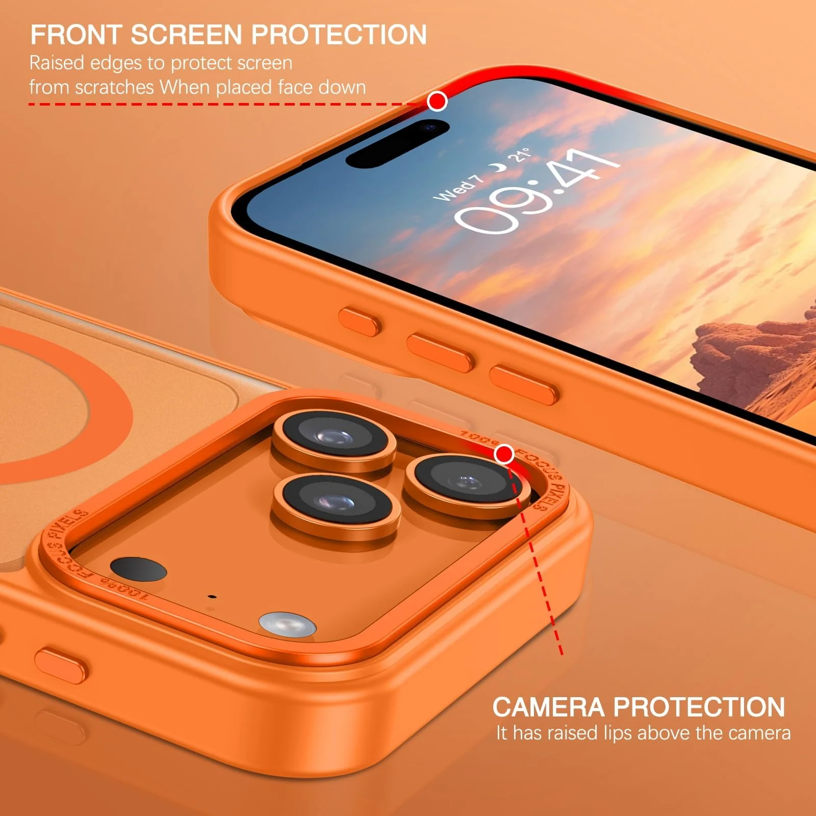 DL3 MOBILAK Protective Phone Case for Apple iPhone 18 Pro and 17 Pro - Orange