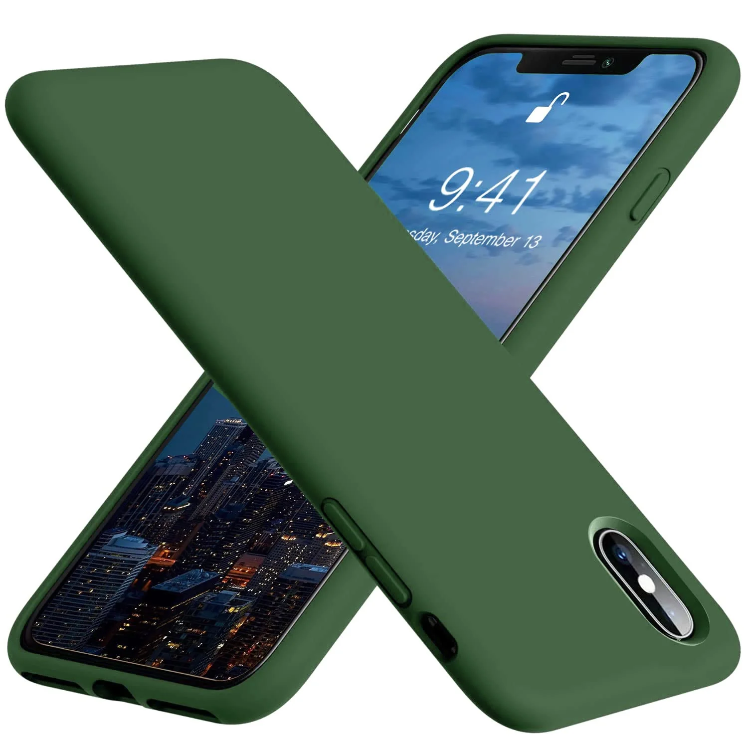 DL3 Mobilak Liquid Silicone Protective Case with Soft Microfiber Lining for iPhone XS Max - Clover