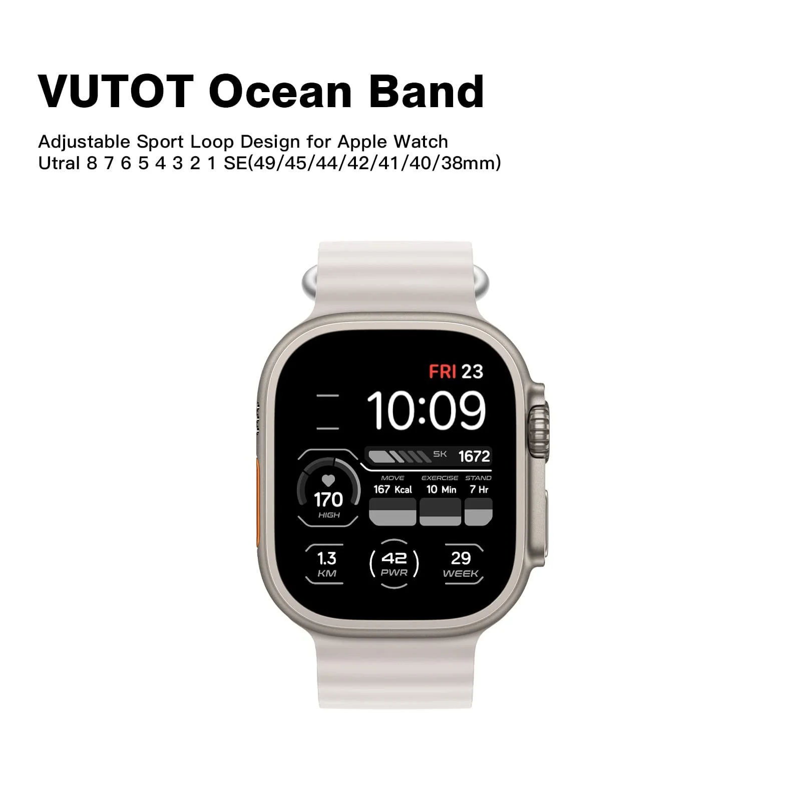 DL3 Mobilak Ocean Band For Apple Watch Ultra 49mm 45mm 44mm 42mm, Waterproof Soft Silicone Sport Wristbands Replacement Strap iWatch Ultra SE 8 7 6 5 4 3 2 1 (Starlight, 38MM/40MM/41MM), unisex-adult - Black