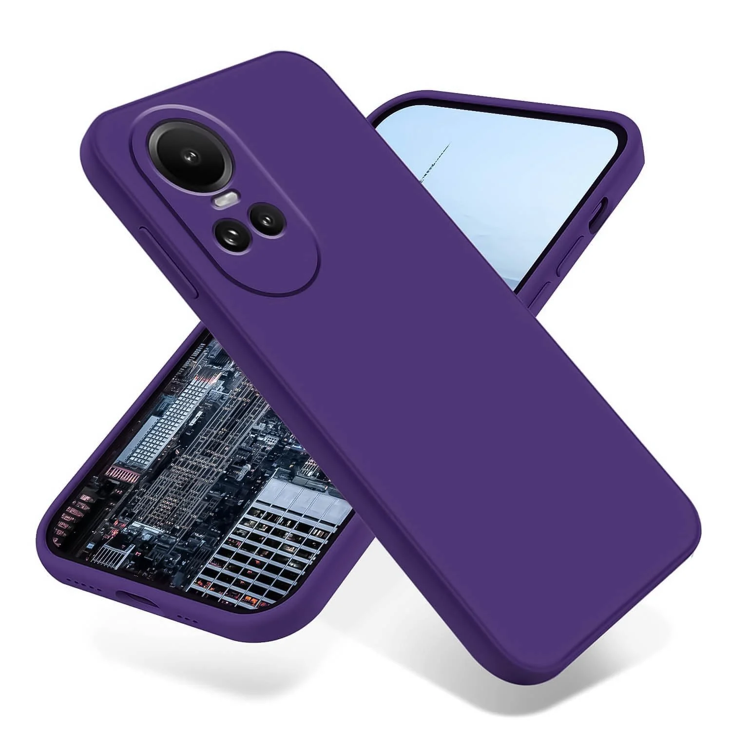 DL3 Mobilak Liquid Silicone Protective Case for OPPO Reno 10 5G / OPPO Reno 10 Pro 5G with Microfiber Lining and Shockproof Design - Purple