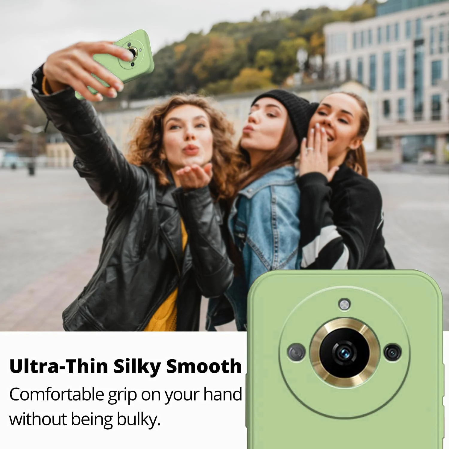 DL3 Mobilak Liquid Silicone Protective Case for realme 11 Pro / realme 11 Pro+ Plus 5G with Microfiber Lining and Shockproof Design - Mint Green