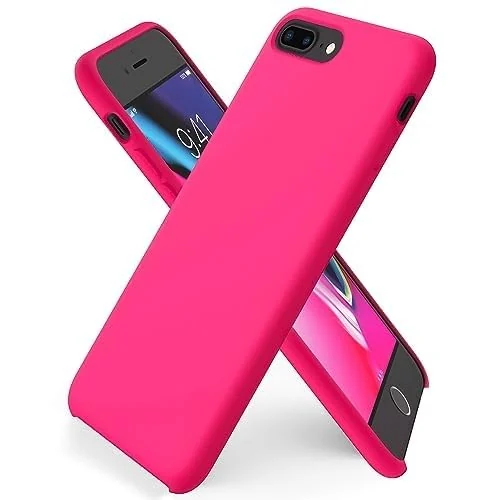 DL3 Mobilak Liquid Silicone Protective Case for iPhone 6 Plus / 6S Plus with Camera Protection and Microfiber Lining - Hot Pink