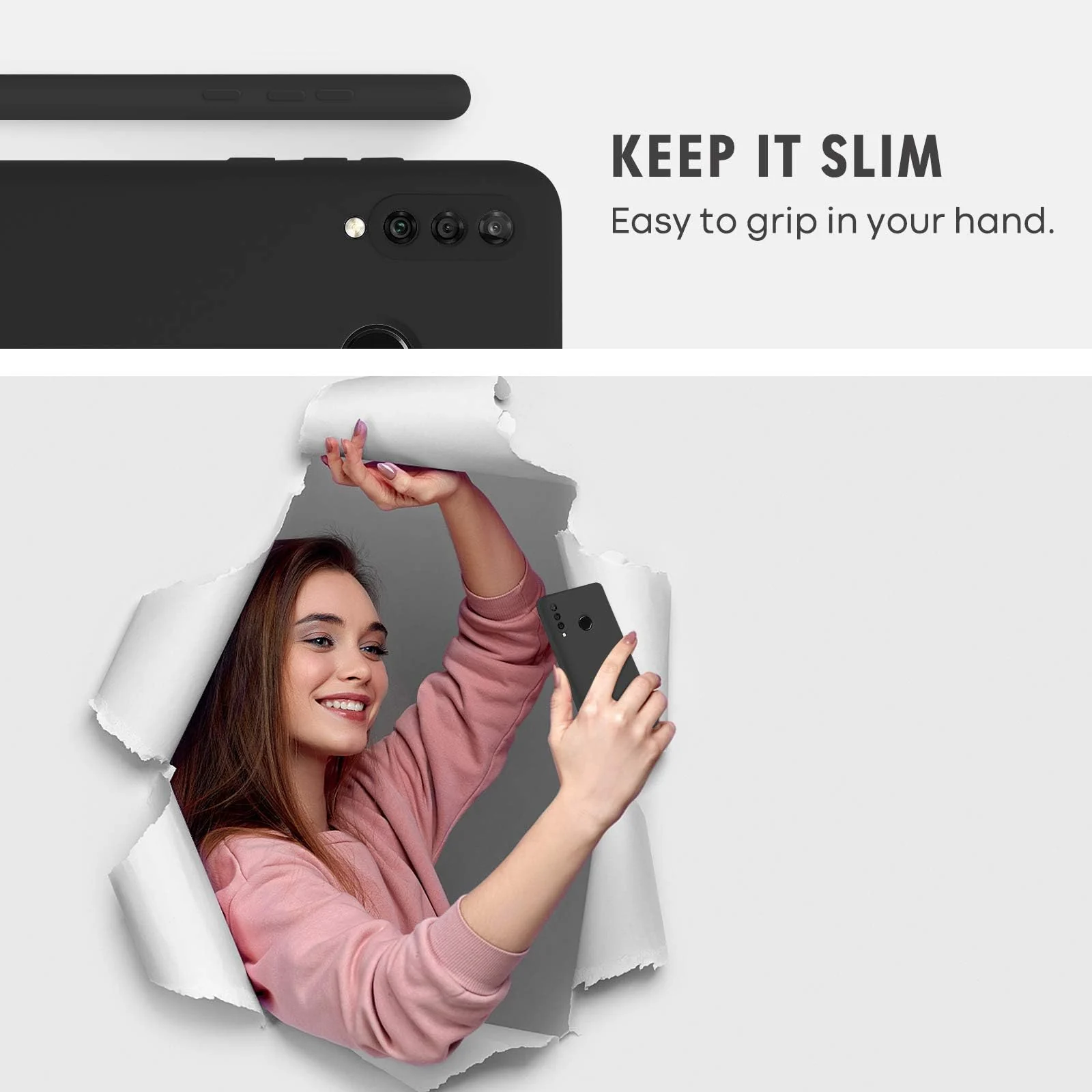 DL3 Mobilak Soft Silicone Protective Case for Huawei P30 Lite / Nova 4E with Microfiber Lining and Shockproof Design - Black