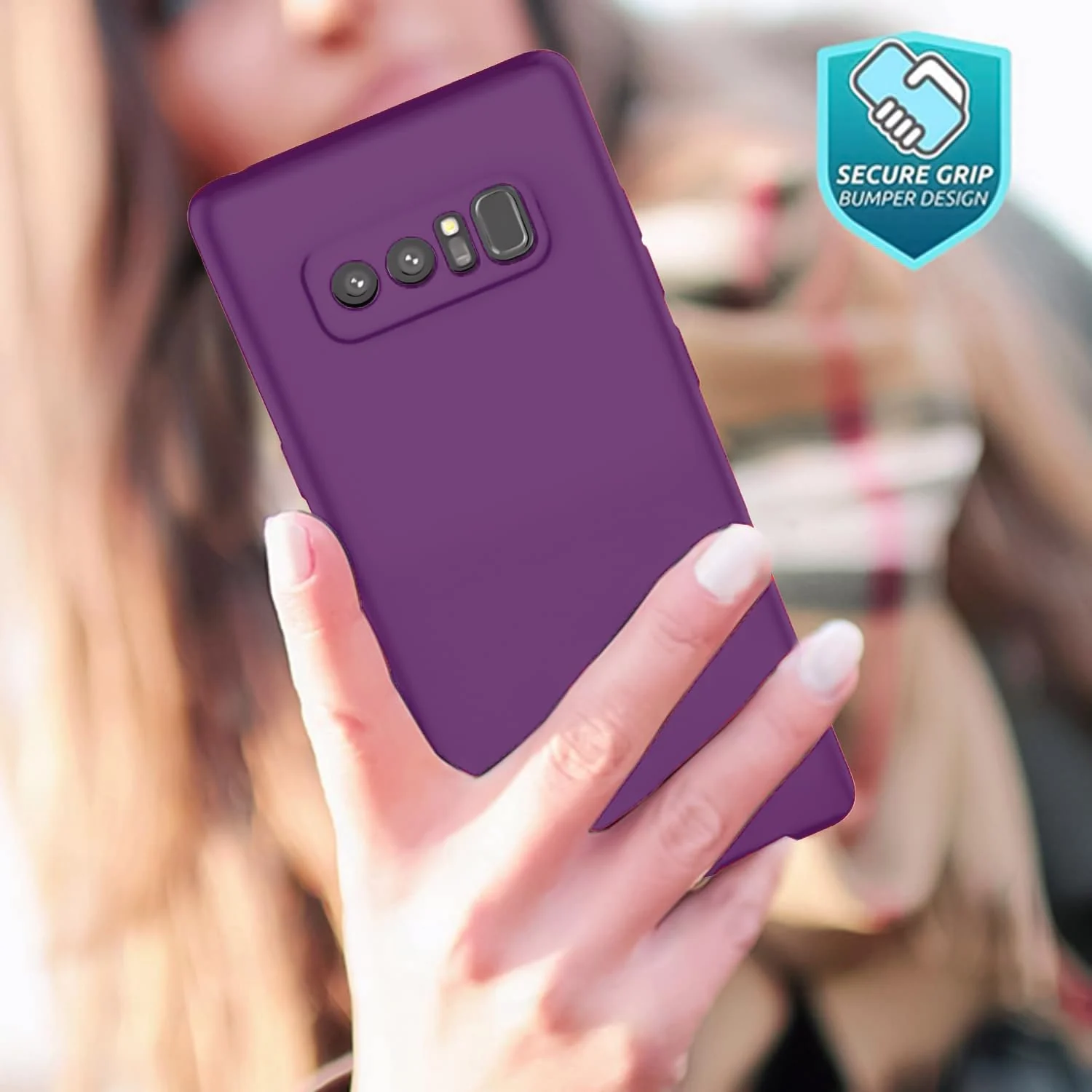 DL3 Mobilak Liquid Silicone Protective Case with Soft Microfiber Lining with Full Camera Protection for Samsung Galaxy Note 8 - Violet