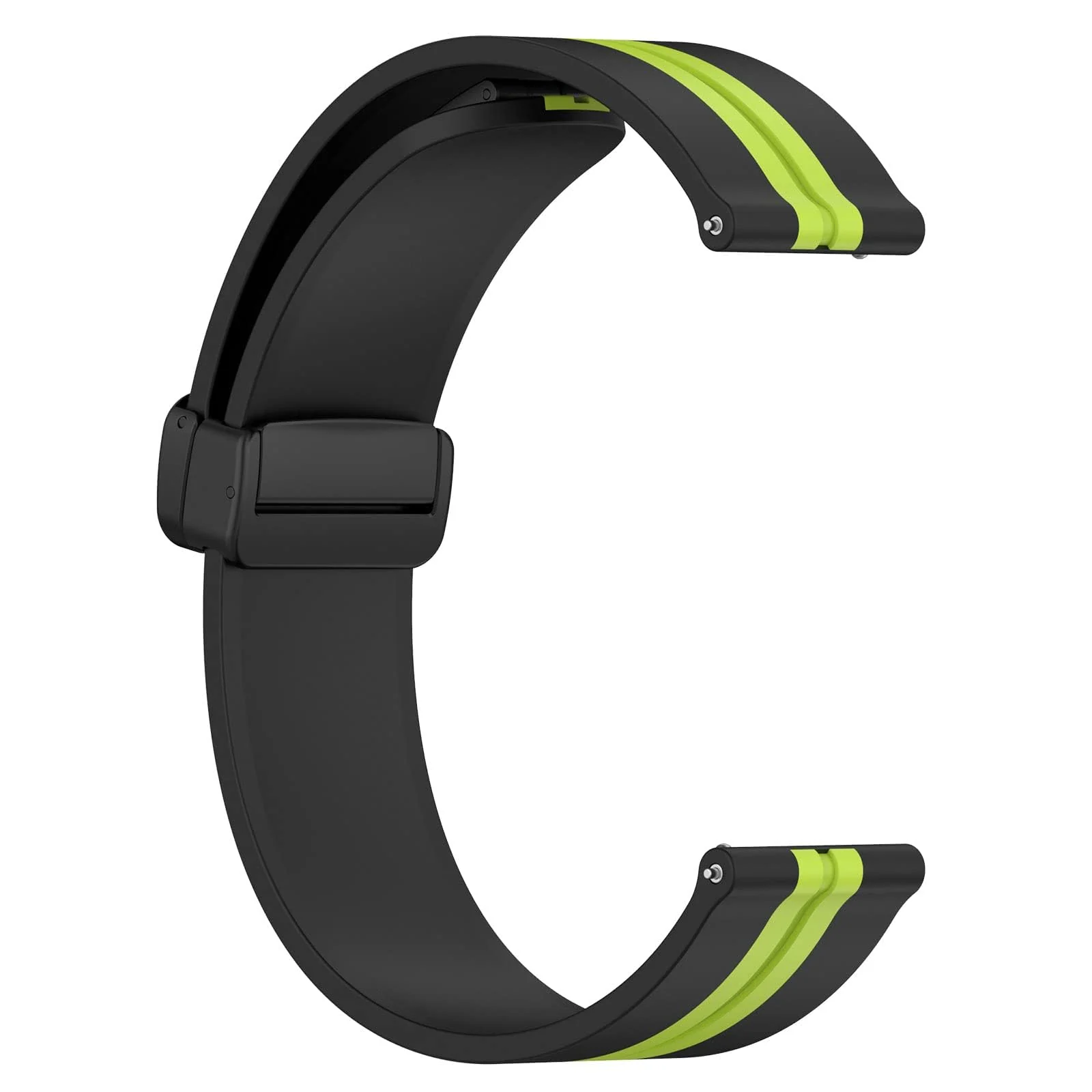 DL3 Mobilak Strap Silicone Magnetic Buckle 20MM For Samsung Gear Sport/Watch 6/5/4/5 Pro 45mm/S2 classic/active 2 40mm 44mm/Amazfit GTS 2/2e/GTS 3/3 Pro/GTS 4/GTS 2 Mini/3 Mini/4 Mini/Bip 3/Bip 3 Pro - Black Lime