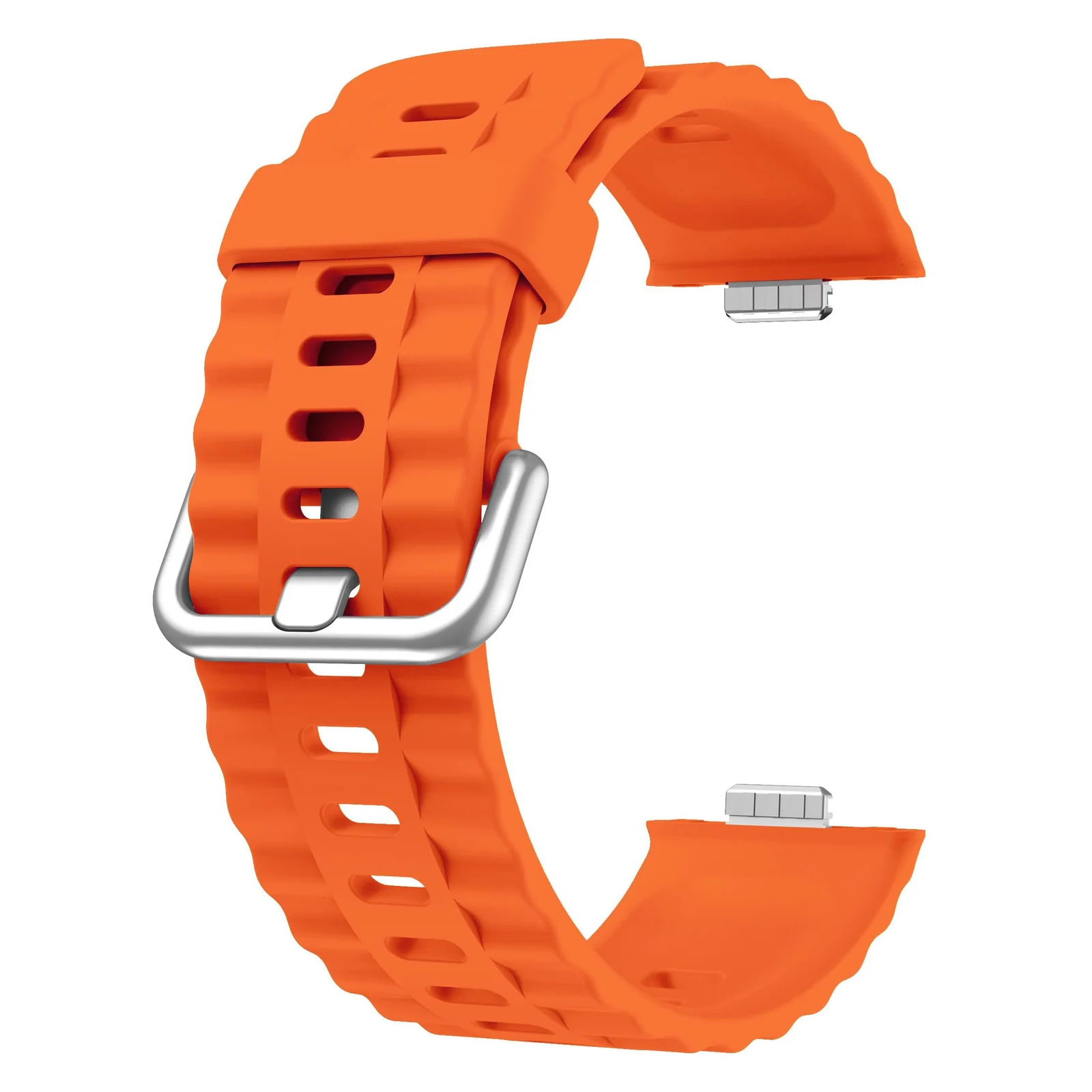 DL3 Mobilak Wavy Texture Sports Wristbands for Huawei Watch Fit 4/Fit 4 Pro/Fit 3 Strap, Breathable Silicone Wristband Strap Watch Strap Bracelet for Huawei Watch Fit 4 Pro/Fit4/3 - Orange