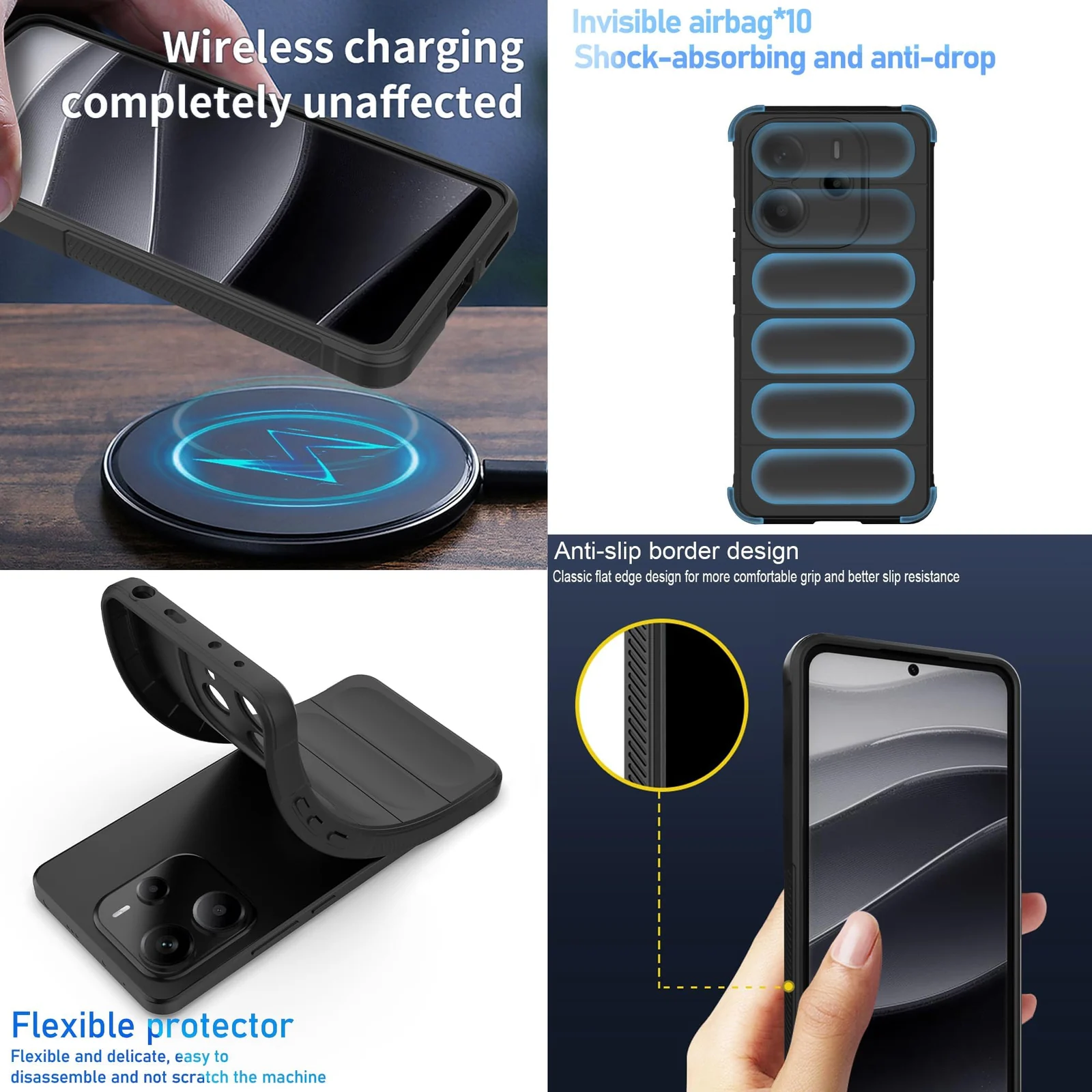 DL3 Mobilak Flexible Silicone and TPU Protective Case with Camera Protection for Xiaomi Redmi Note 14 4G - Black