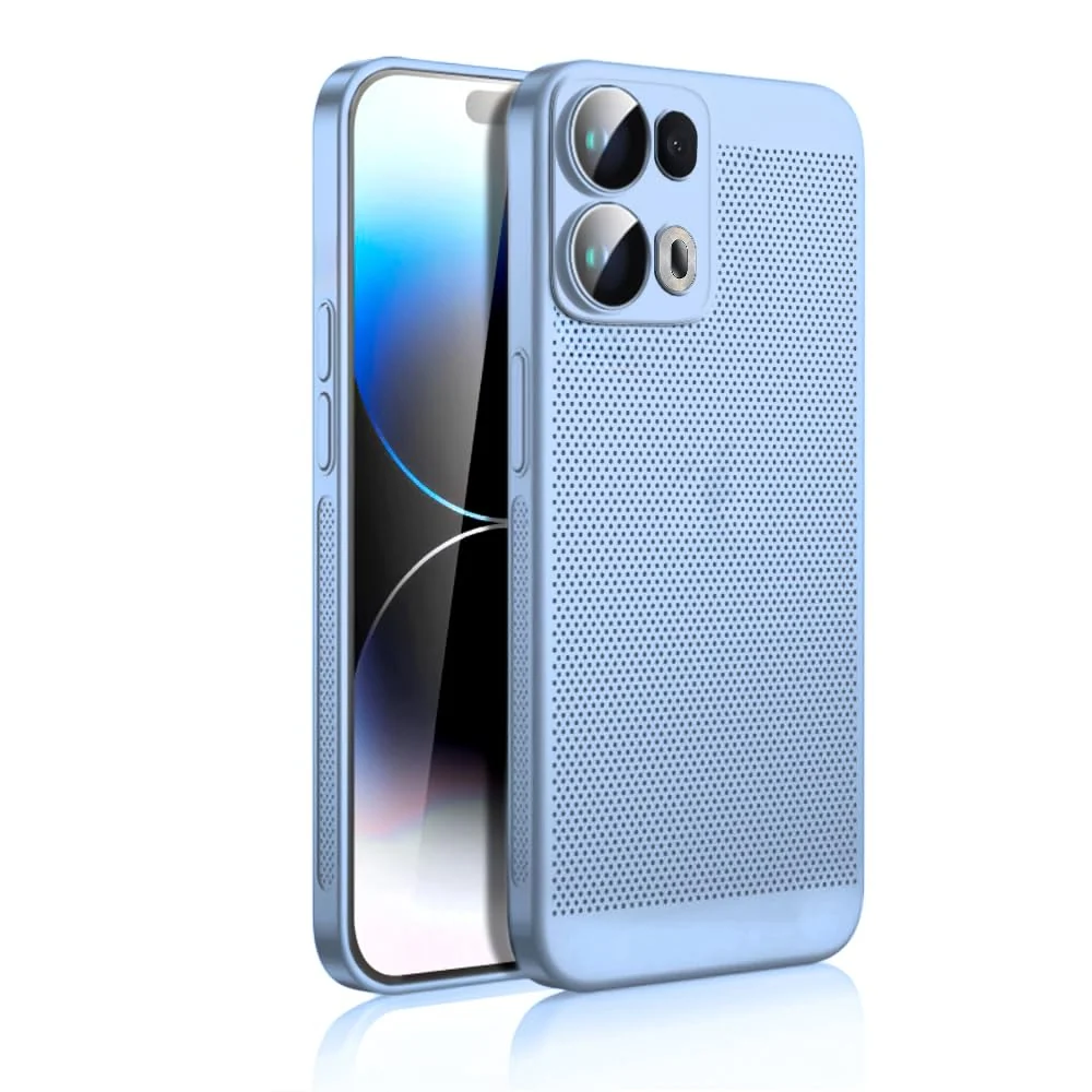 DL3 Mobilak Case for OPPO Reno 13 Pro 5G Heat Dissipation with Built-in Camera Lens Protector Slim Fit Breathable Cooling Anti-Fingerprint Hard PC Back Shockproof Cover - Baby Blue