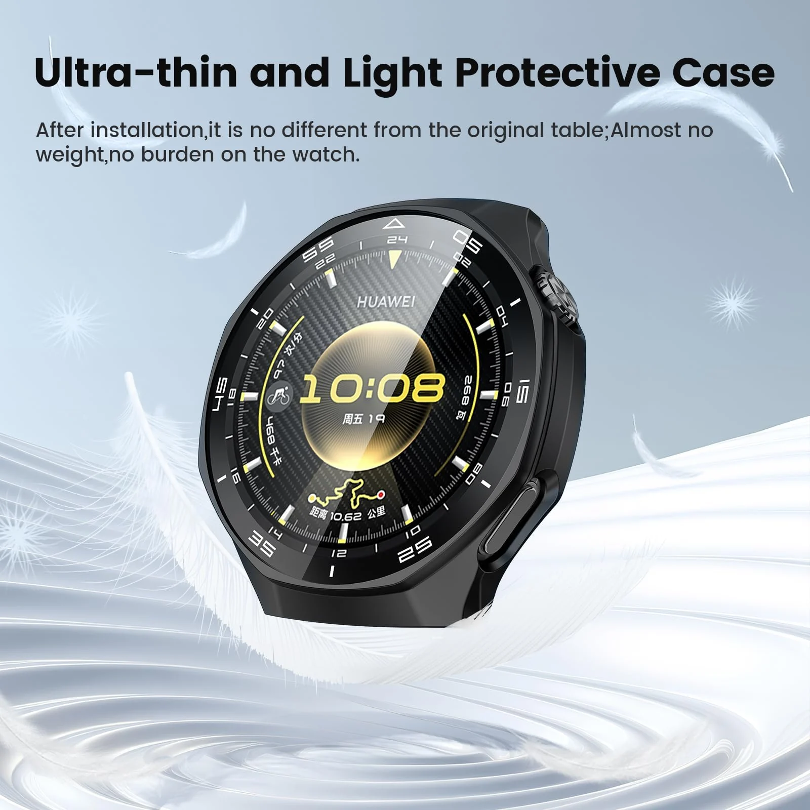 DL3 Mobilak Protective Case for Huawei Watch GT 6 Pro 46mm, Hard PC Bumper Cover with Built-in Tempered Glass Screen Protector Shell Cover Full Coverage with Scale for GT6 Pro 46 mm - Blue