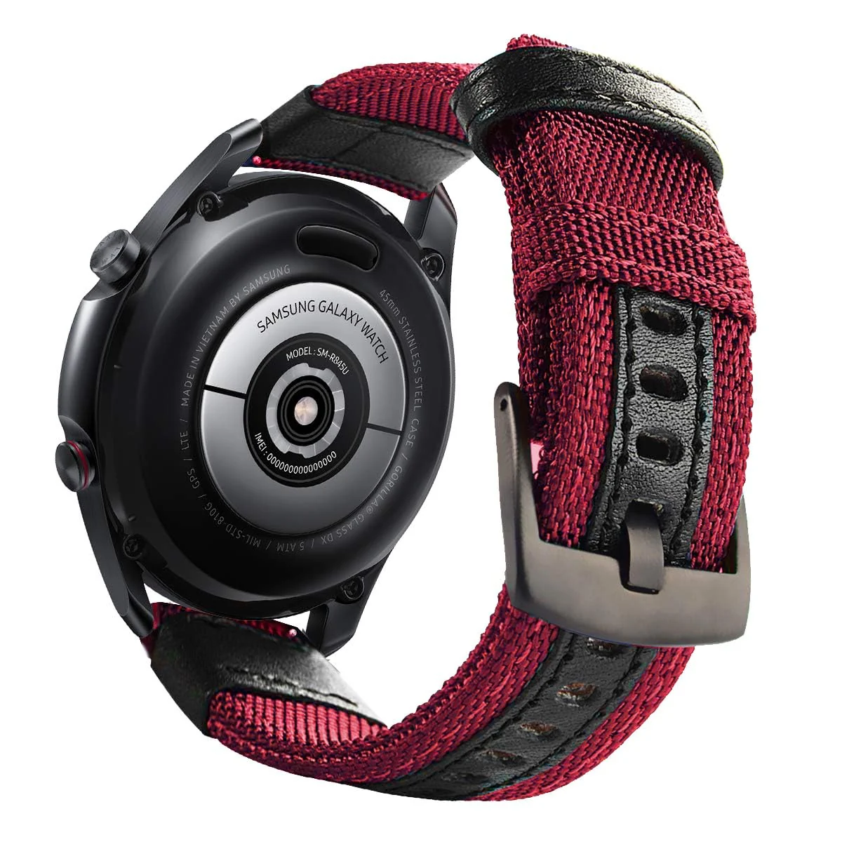 DL3 Mobilak Nylon Sports Bands With Leather 20MM Strap for Samsung Gear Sport, Watch 6, 4, 5, 5 Pro, S2 Classic, Active 2 40mm 44mm, Amazfit GTS 3, 4, 4 Mini, Bip 3 Pro, GTS2, Bp U - Red