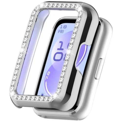 MOBIGON Crystal Bling PC Frame Case for Huawei Band 11, Silver