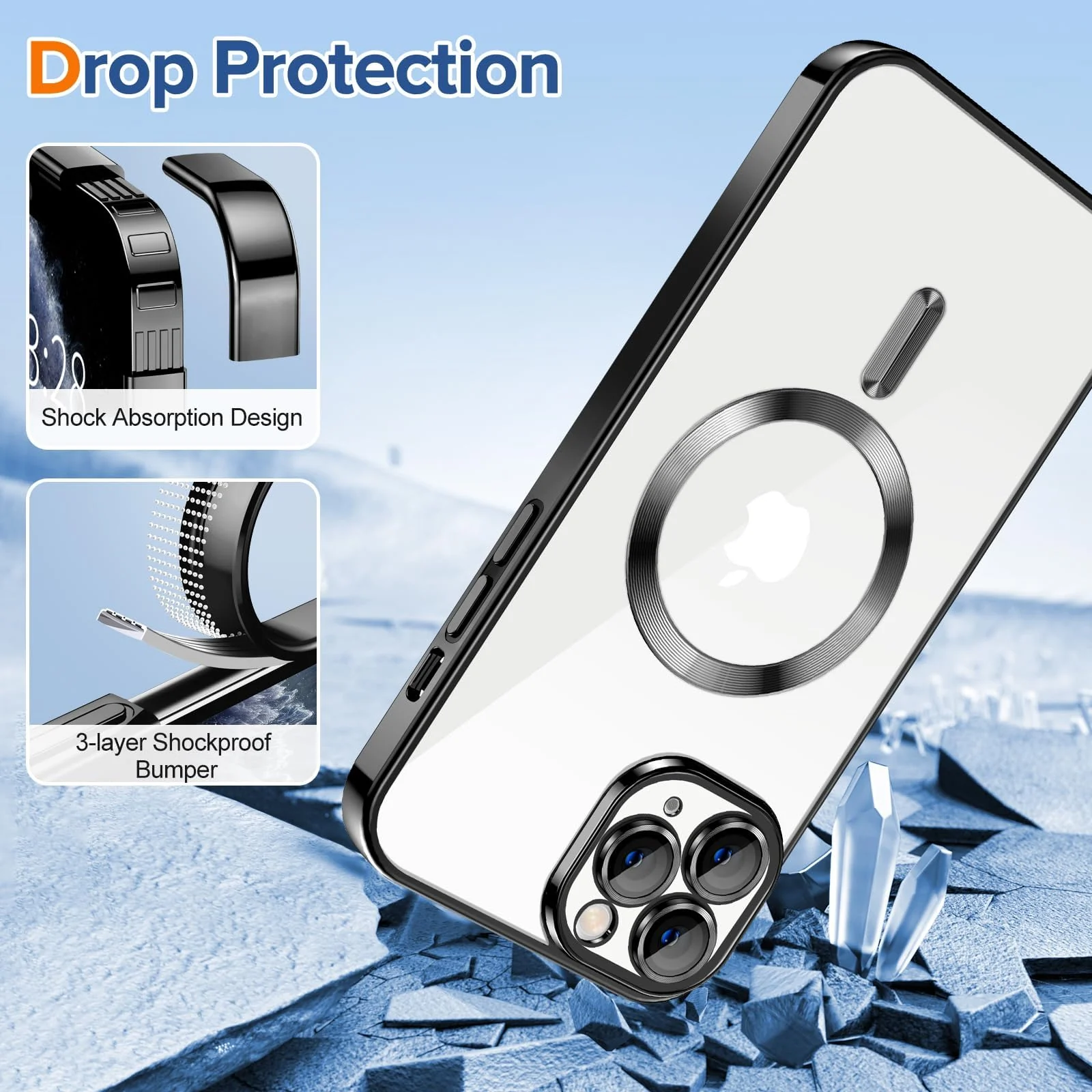 DL3 Mobilak Plated-Edge Protective Case for iPhone 11 Pro 5.8-Inch, Compatible with MagSafe accessories, Supports wireless charging, Shock-absorbing protection - Black