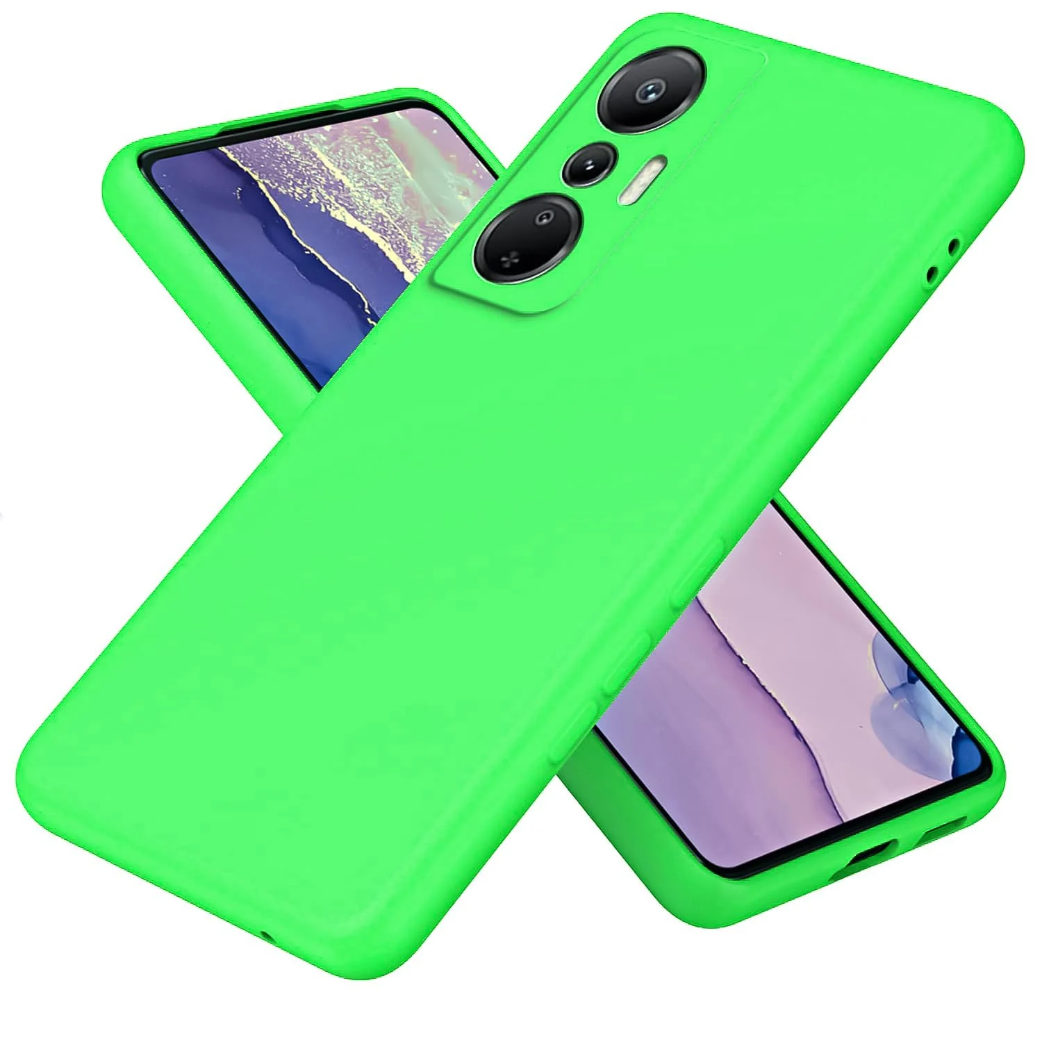DL3 Mobilak Soft Silicone Protective Case for Infinix Hot 20 with Microfiber Lining and Shockproof Design - Neon Green