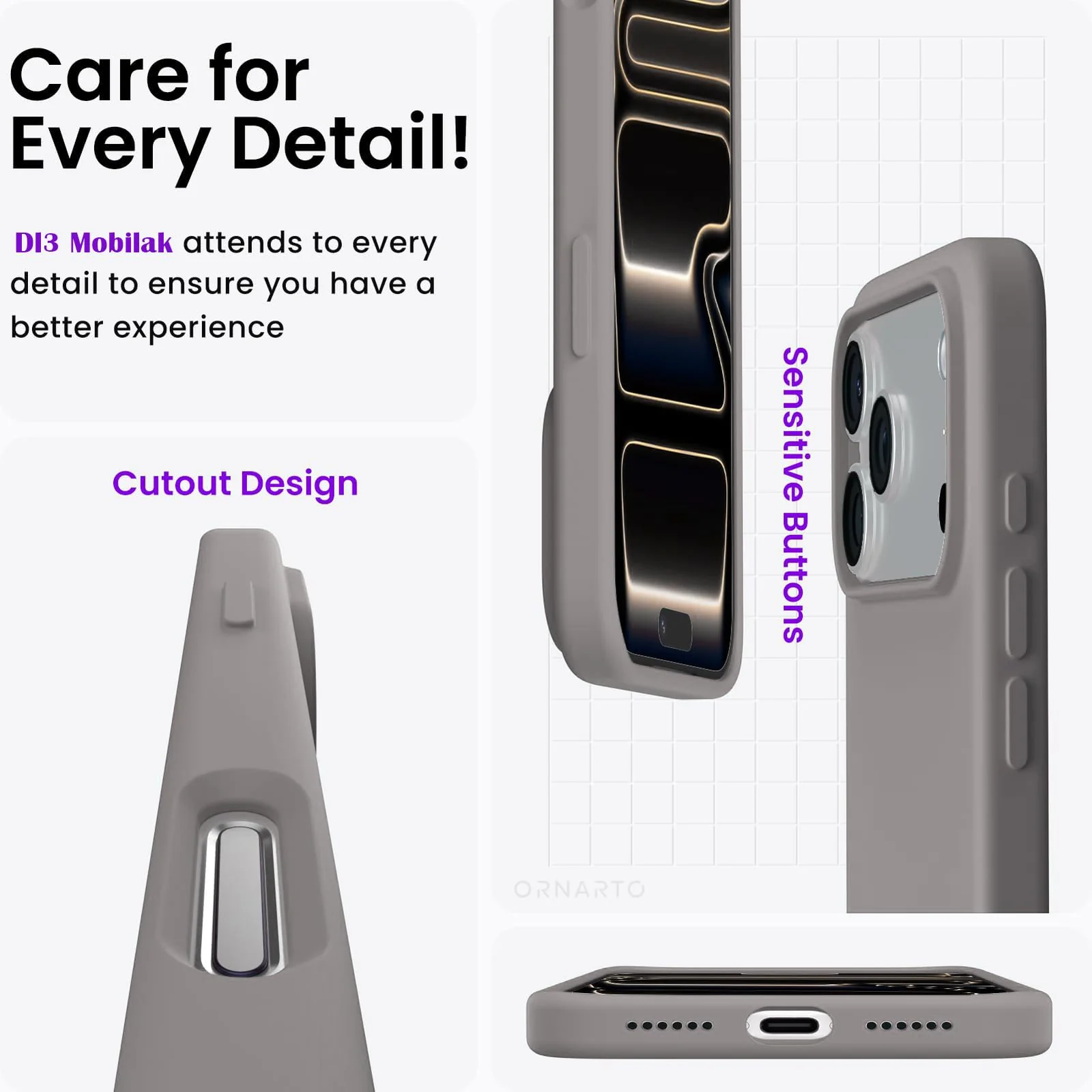 DL3 Mobilak Liquid Silicone Protective Case for iPhone 17 Pro Max 6.9-Inch with Microfiber Lining and Shockproof Design - Gray