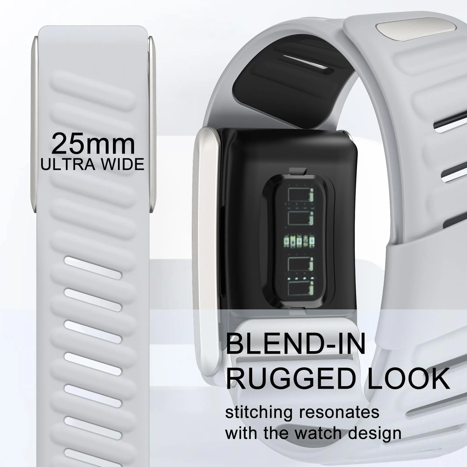 MOBIGON Breathable Silicone Sport Strap for WHOOP 4.0, Gray / Black