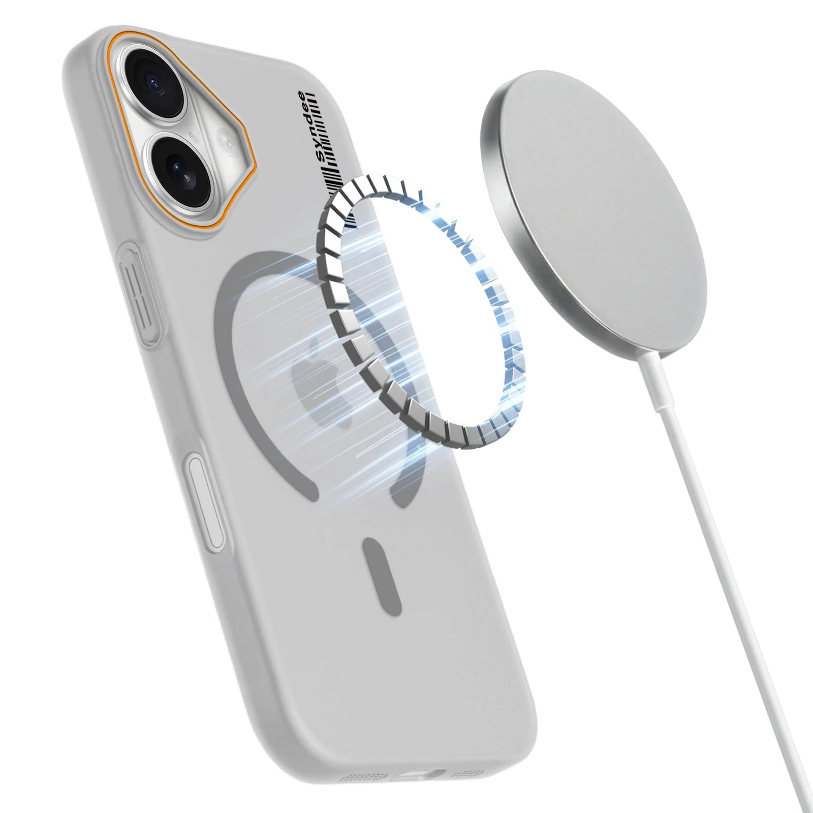 DL3 Mobilak Translucent Matte Case for iPhone 17, Compatible with MagSafe accessories, Shock-absorbing protection, Integrated ring holder - Gray