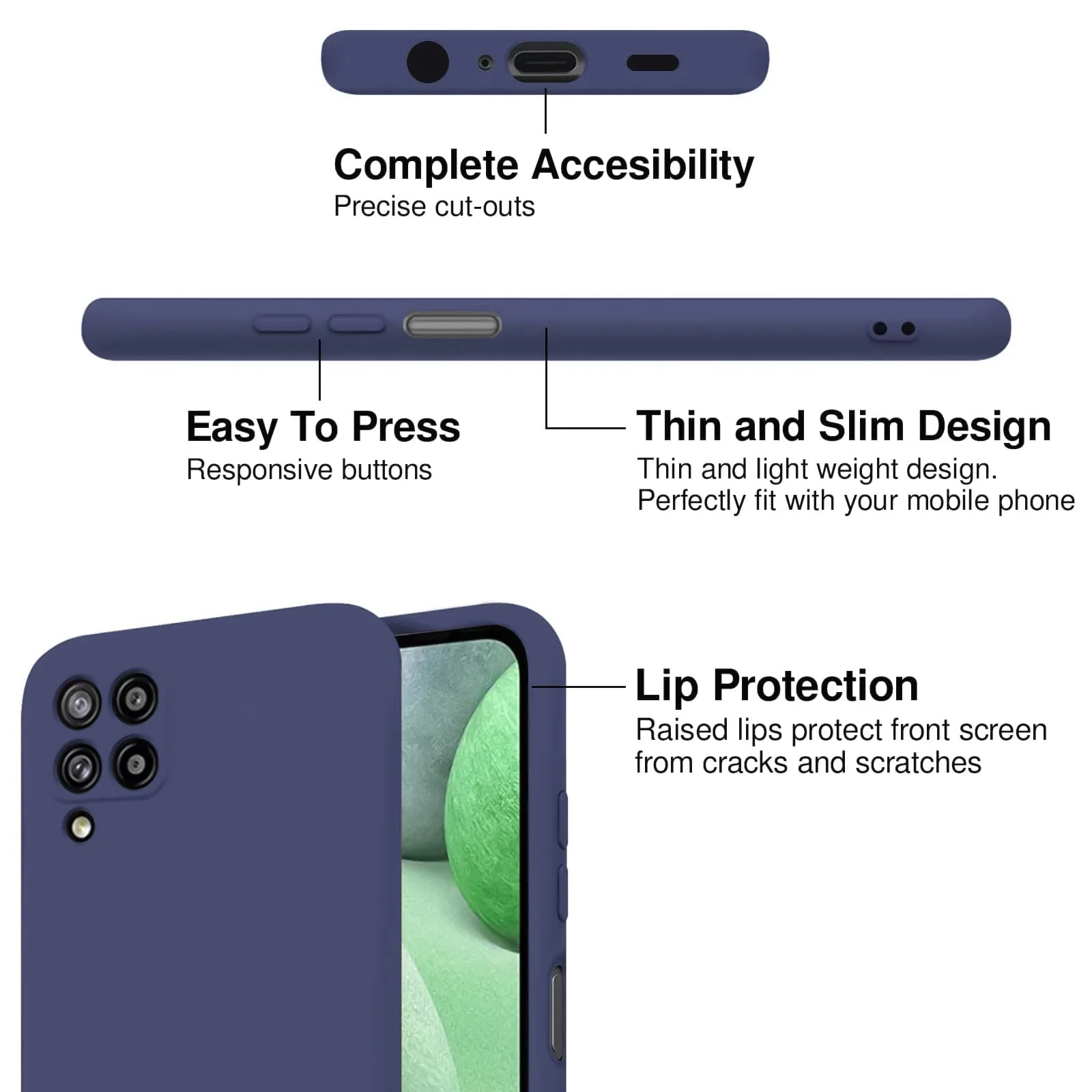 DL3 Mobilak Silicone Protective Case for Samsung Galaxy A12 / M12, Shock-absorbing protection, Scratch-resistant surface, Soft microfiber lining - Blue 2
