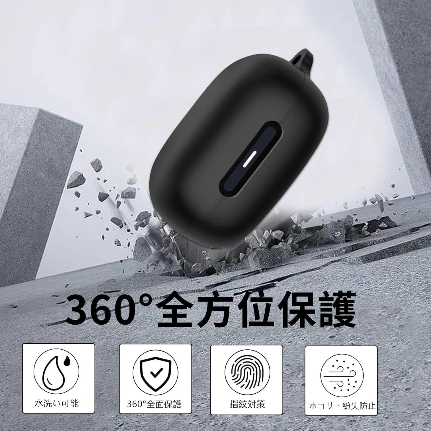 DL3 Mobilak Silicone Case Compatible with Soundcore C30i Earbuds, Soft Silicone Protective Case Cover, Shockproof Sleeve with Carabiner Compatible with Soundcore C30i - Black