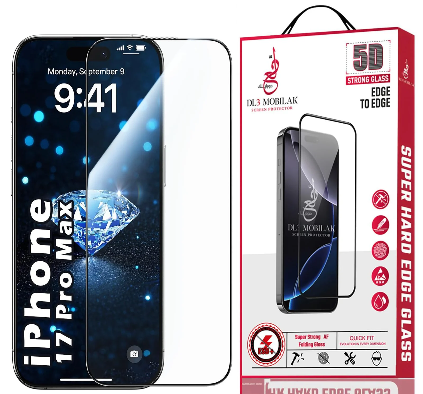 DL3 Mobilak for iPhone 17 Pro Max 6.9-Inch Tempered Glass Screen Protector, 9H Hardness Anti-Scratch Tempered Glass flim, Case Friendly, Anti-Scratch For iPhone 17 Pro Max - Clear