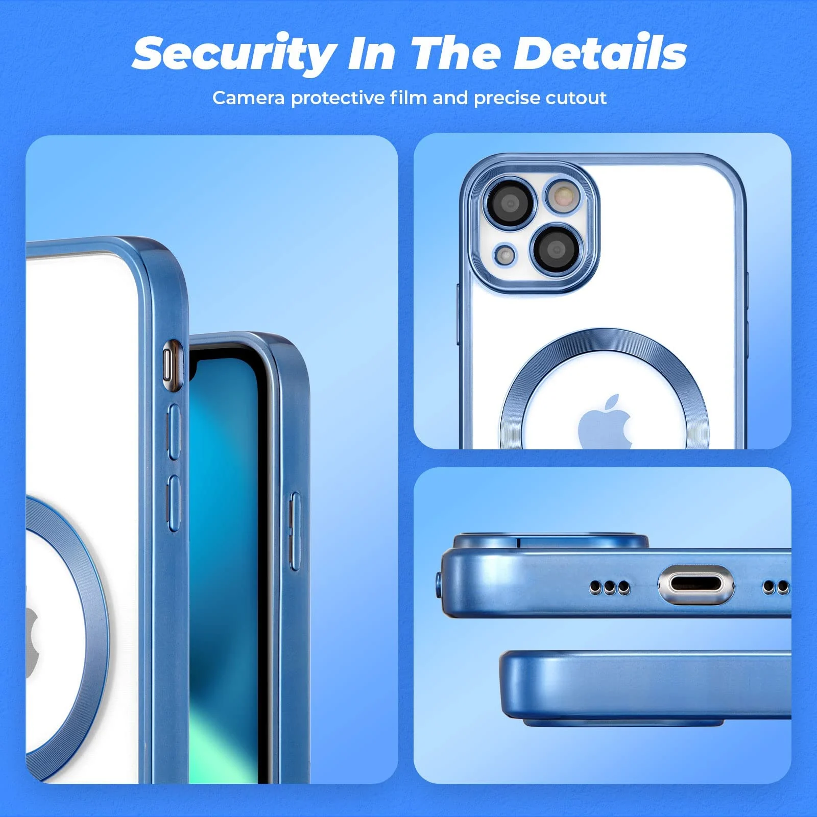 DL3 MOBILAK MagSafe Phone Case with Camera Lens Protector for Apple iPhone 14, Sierra Blue