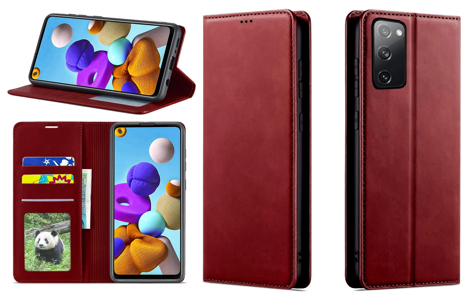 Dl3 Mobilak Premium PU Leather Flip Folio Case for Samsung Galaxy S21 FE 5G, Magnetic Closure Protective Case Kickstand Card Cash Slot Shockproof Durable Wallet Cover Soft TPU (Brown)