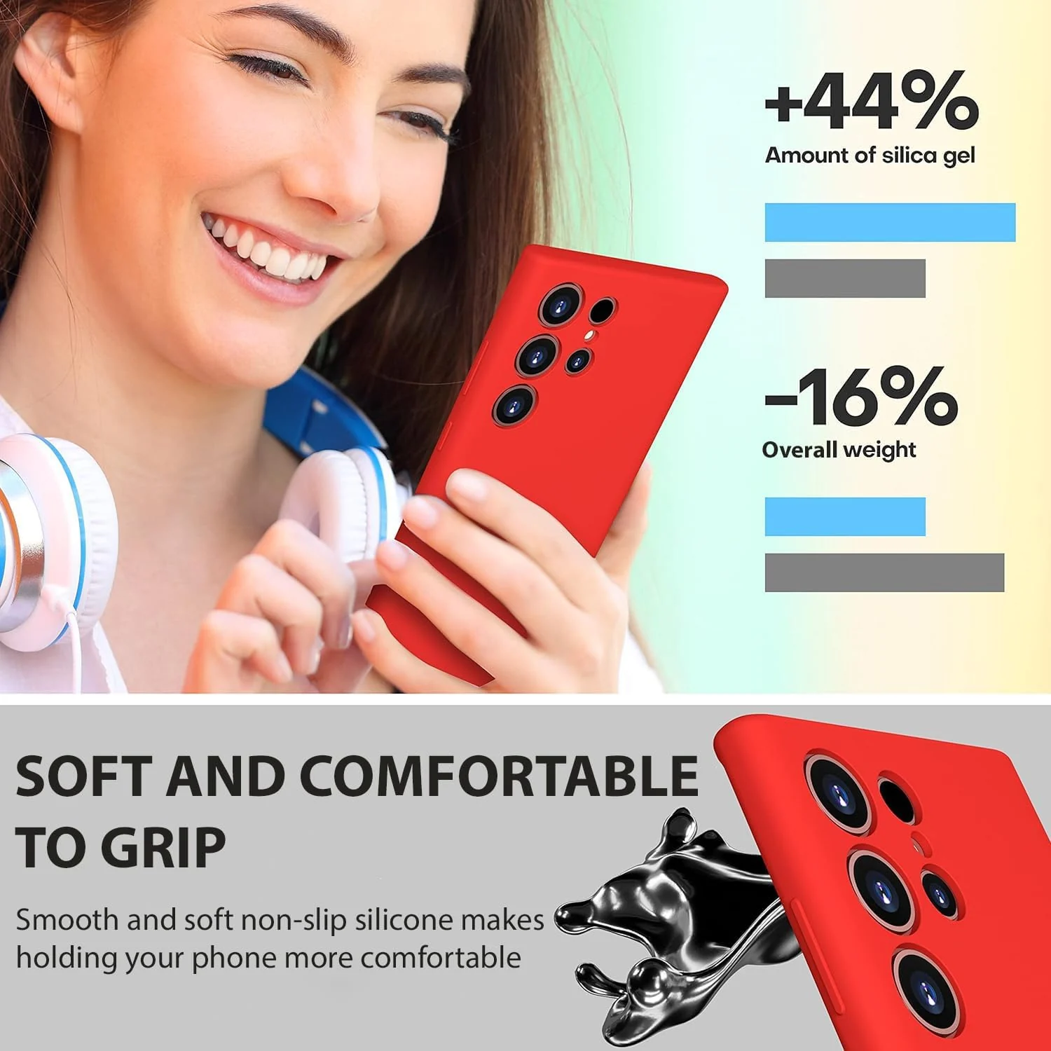 DL3 Mobilak Soft Silicone Protective Case for Samsung Galaxy S22 Ultra 5G with Microfiber Lining and Shockproof Design - Red