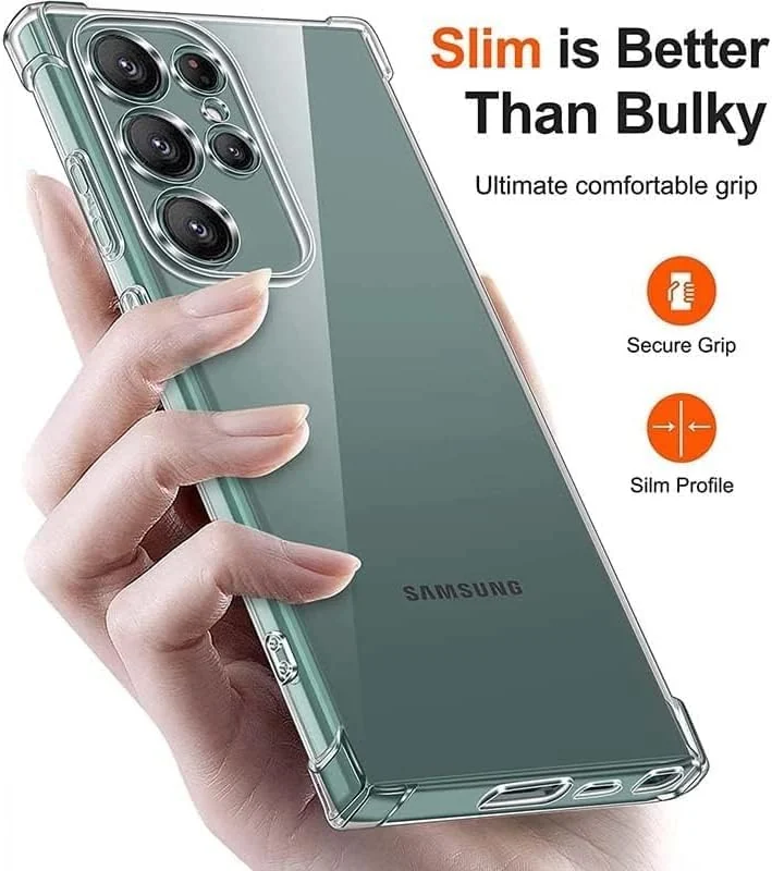 DL3 Mobilak Clear TPU Case for Samsung Galaxy S24 Ultra, Camera protection, Shock-absorbing protection, Non-slip grip - Clear