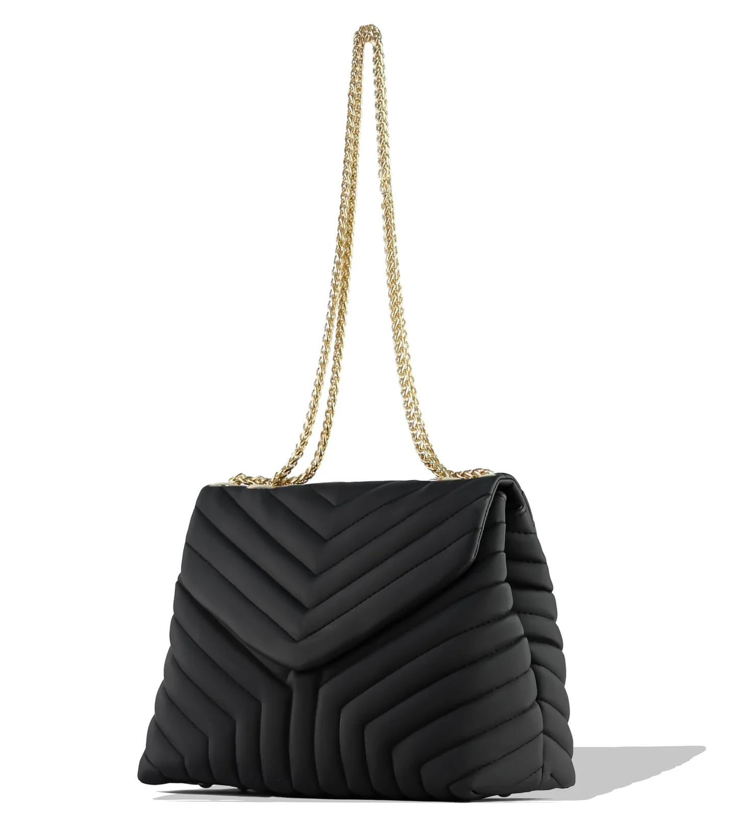 Mobigon Women's Quilted Crossbody Bag, PU Leather Shoulder Purse with Gold Chain Strap, Chevron Flap Handbag for Daily Use, Work, Travel & Evening