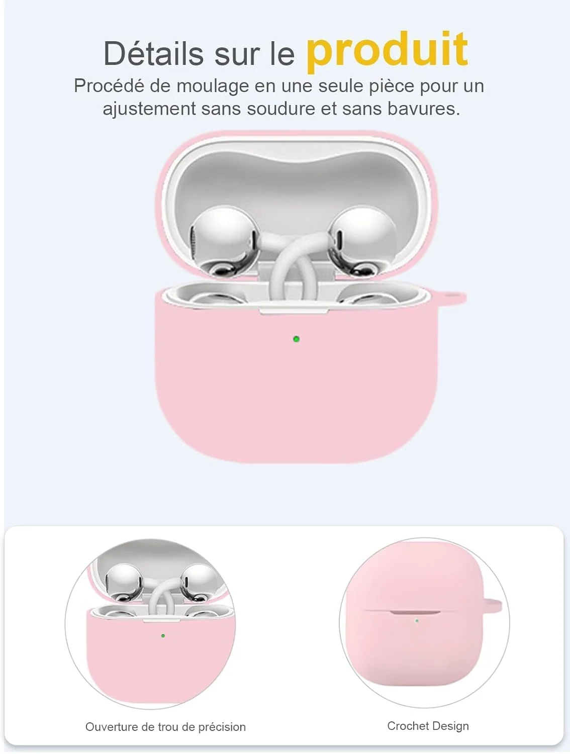 DL3 Mobilak Compatible with Huawei FreeClip 2 Case Cover, Soft Silicone Shockproof Protective Skin Case for Huawei Free Clip Wireless Earbuds with Carabiner, Front LED Visible - Pink