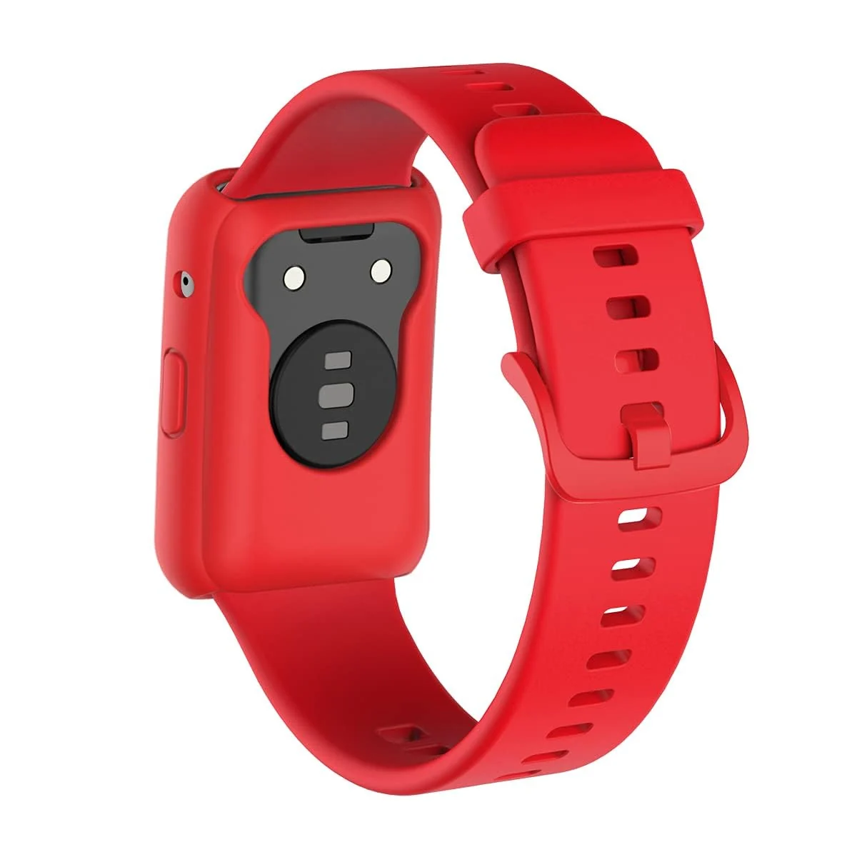 DL3 MOBILAK Replacement Bands and Case for Huawei Watch Fit, Silicone Quick Release Soft Rubber Watch Band for Women Men - Red