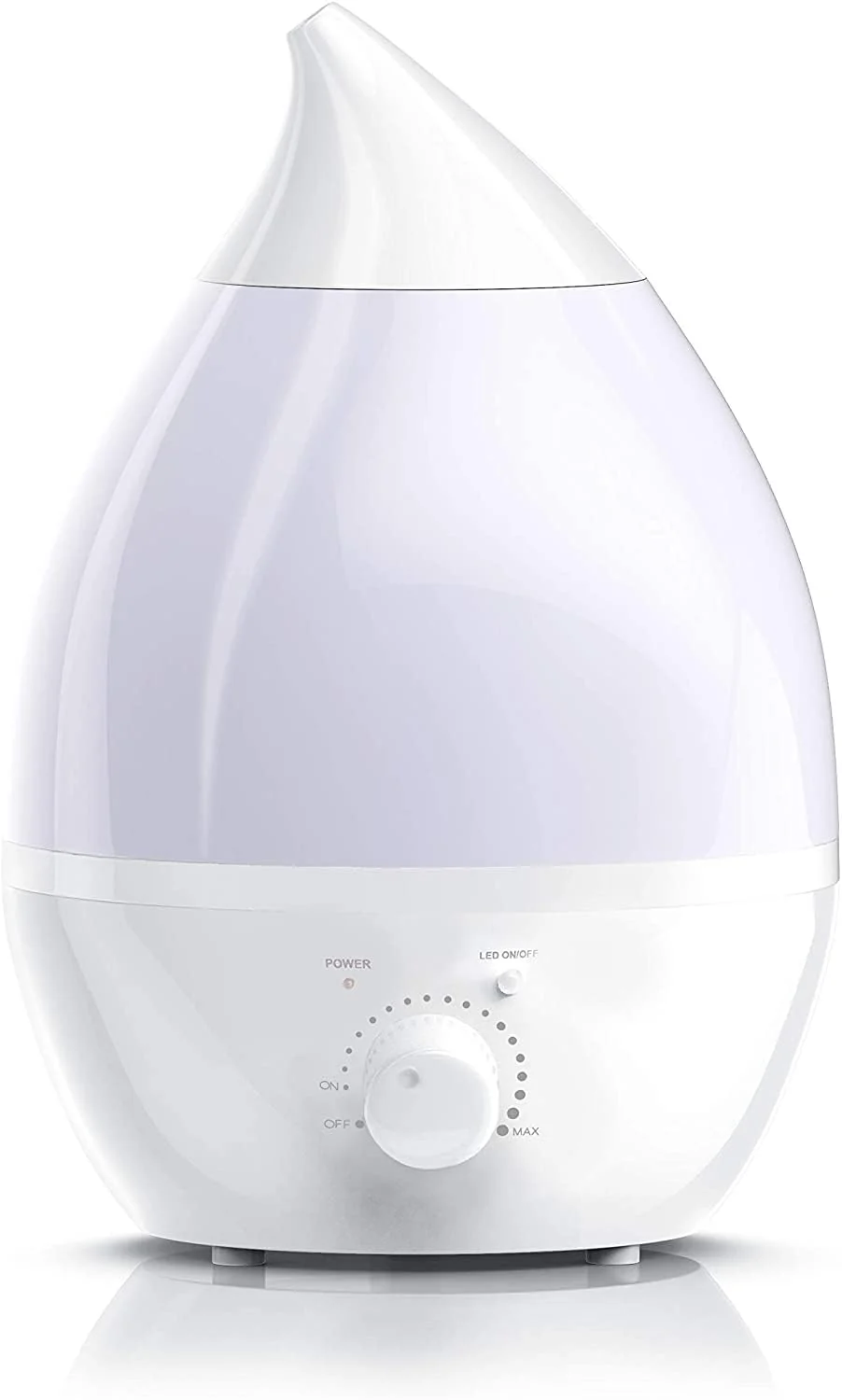 Mobigon 2.6 Litres Humidifier for Room, Cool Mist Ultrasonic Humidifier / Essential Oil Diffuser, Super Quiet 360°Nozzle, Colorful Change, Auto Shut Off&UV Light& - white