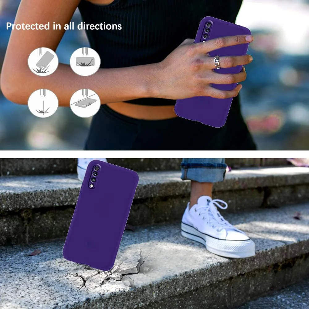 DL3 Mobilak Soft Silicone Protective Case for Samsung Galaxy A70 / A70s with Microfiber Lining and Shockproof Design - Purple