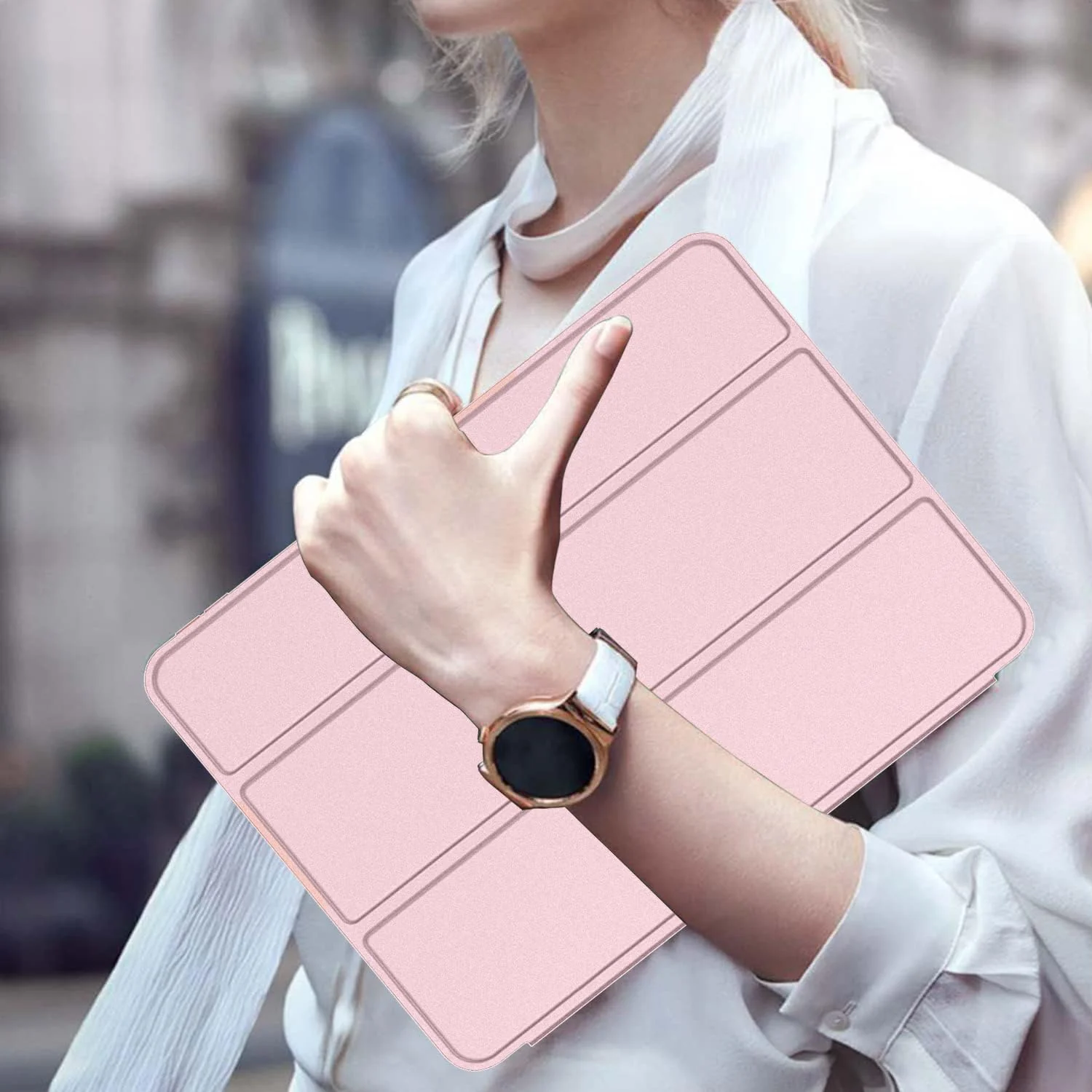 DL3 Mobilak Case Compatible with Samsung Galaxy Tab A 10.1 Case 2019, ONLY Fit (SM-T510/T515/T517), Smart Cover Soft Baby Skin Silicone Back and Full Body Protection, Auto Wake/Sleep - Rose Gold
