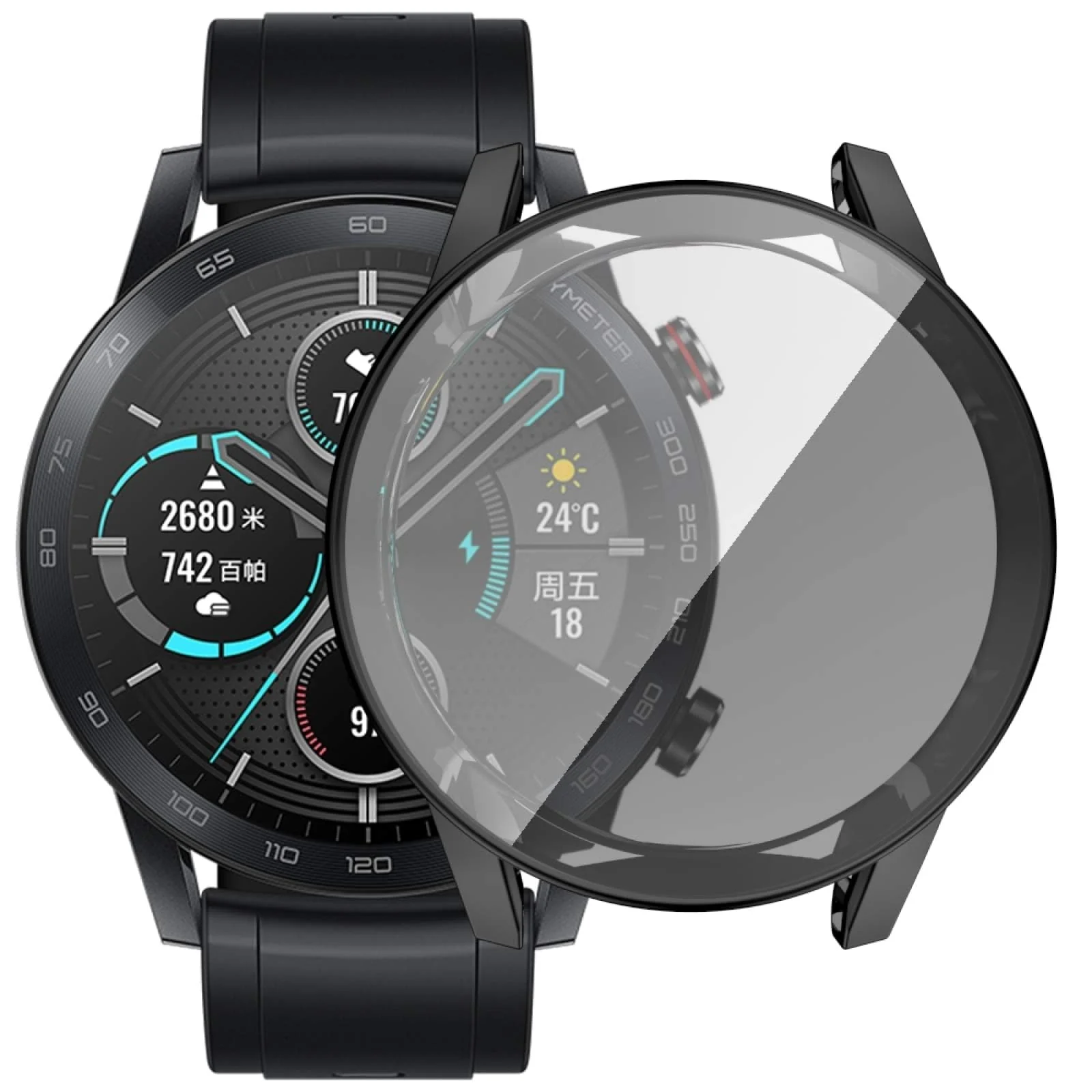 DL3 Mobilak Case Compatible with Huawei Watch GT2 46mm Case All-Around Screen Protector Watch Soft TPU Shockproof Cover Slim Guard Thin Bumper Shell Protector - Black