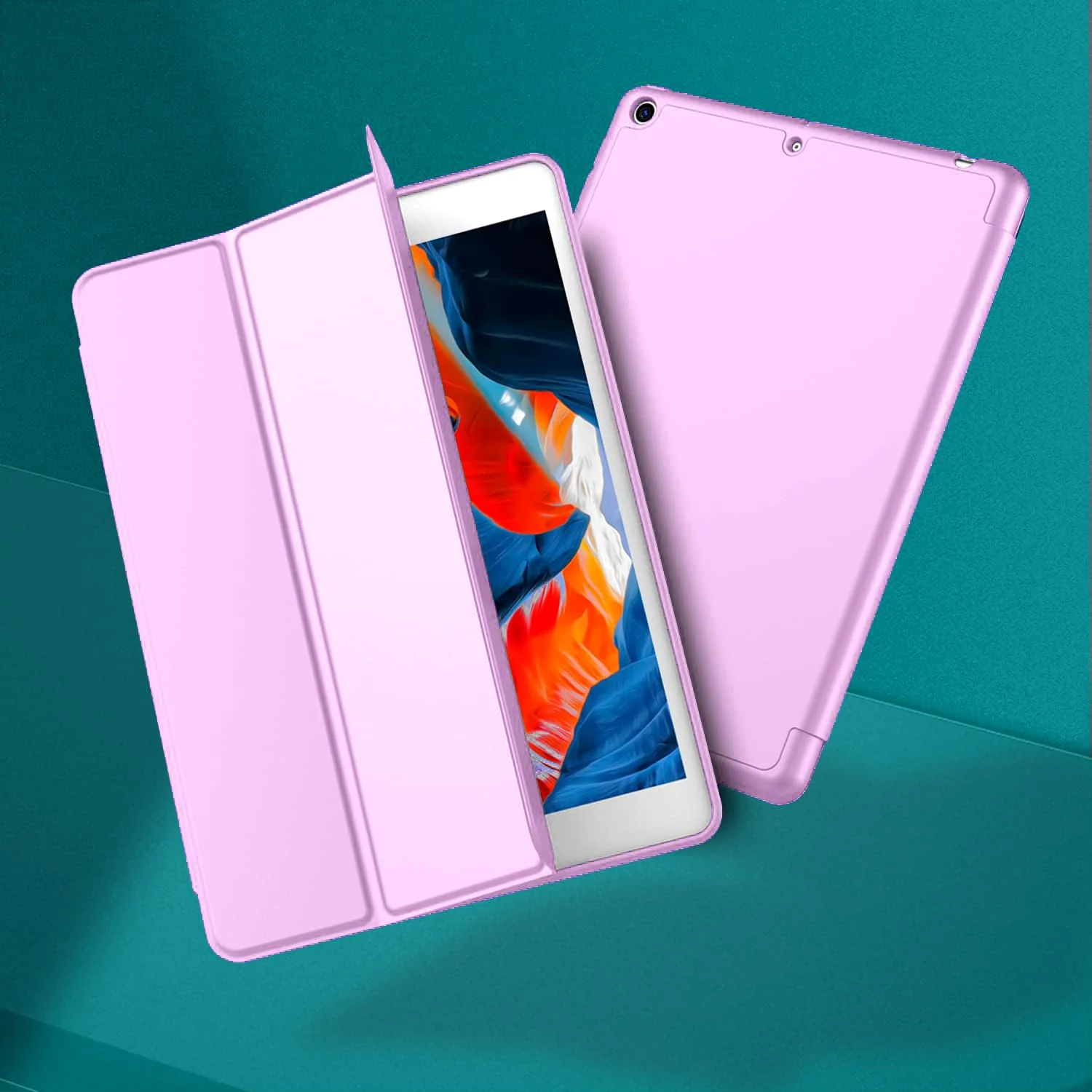 DL3 Mobilak iPad 9th/ 8th/ 7th Generation, Case for iPad 10.2-Inch 2021/2020/ 2019 with Pencil Holder, iPad 7th Gen 2019 Case with Soft Silicone Back, Auto Wake/Sleep Cover - Pastel Violet