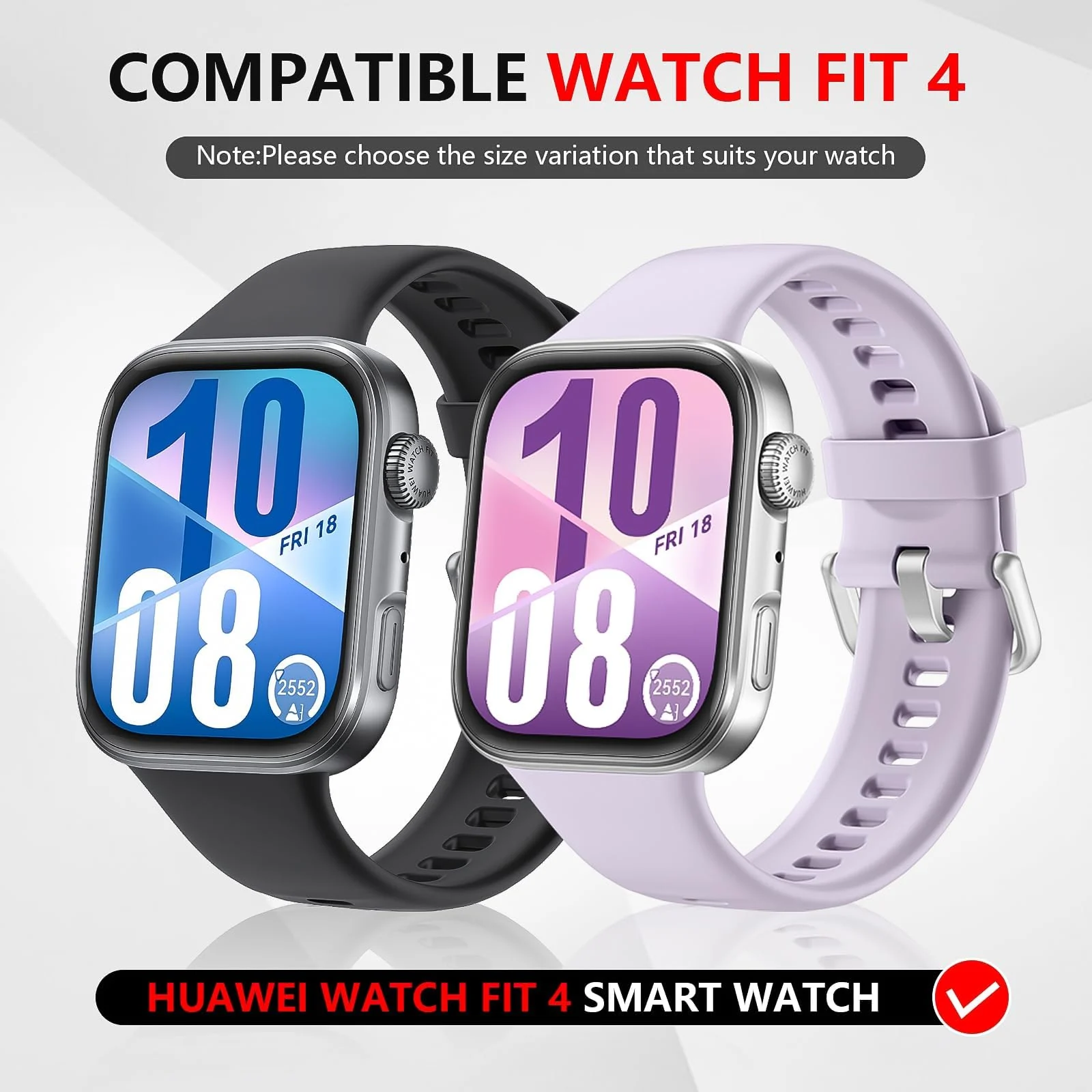DL3 Mobilak Case Compatible with Huawei Watch Fit 4, Full Coverage Slim Hard Case Protective Bumper Built-in Tempered Glass Screen Protector Shell for Huawei Watch Fit 4 - Black