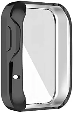DL3 Mobilak Case Compatible with Xiaomi Mi Watch Lite Case All-Around Screen Protector Watch Soft TPU Shockproof Cover Slim Guard Thin Bumper Shell Protector - Black