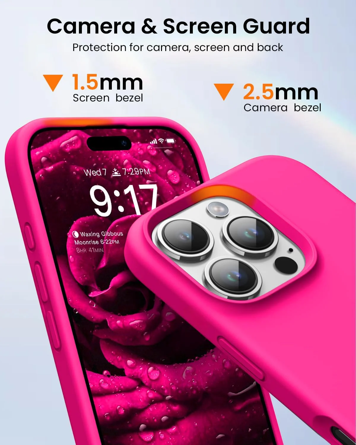 DL3 Mobilak Liquid Silicone Case for iPhone 16 Pro 6.3-inch, Supports wireless charging, Shock-absorbing protection, Scratch-resistant surface - Neon Pink