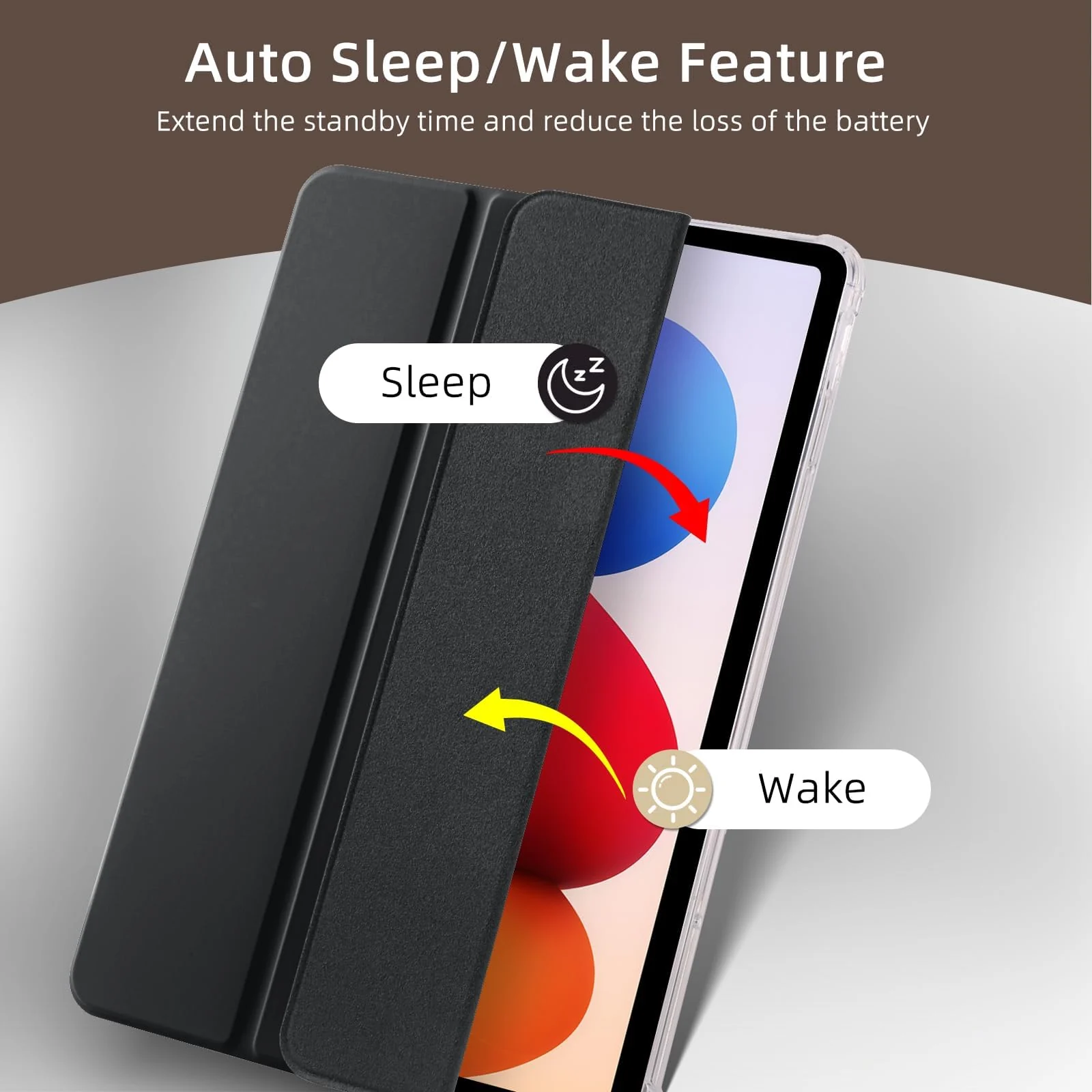 DL3 Mobilak Case for Xiaomi Redmi Pad 2 Pro (2025) / Redmi Pad Pro (2024) / POCO Pad (2024) 12.1-inch, Clear Shockproof Back Cover Built-in Pencil Holder, Auto Sleep/Wake - Black
