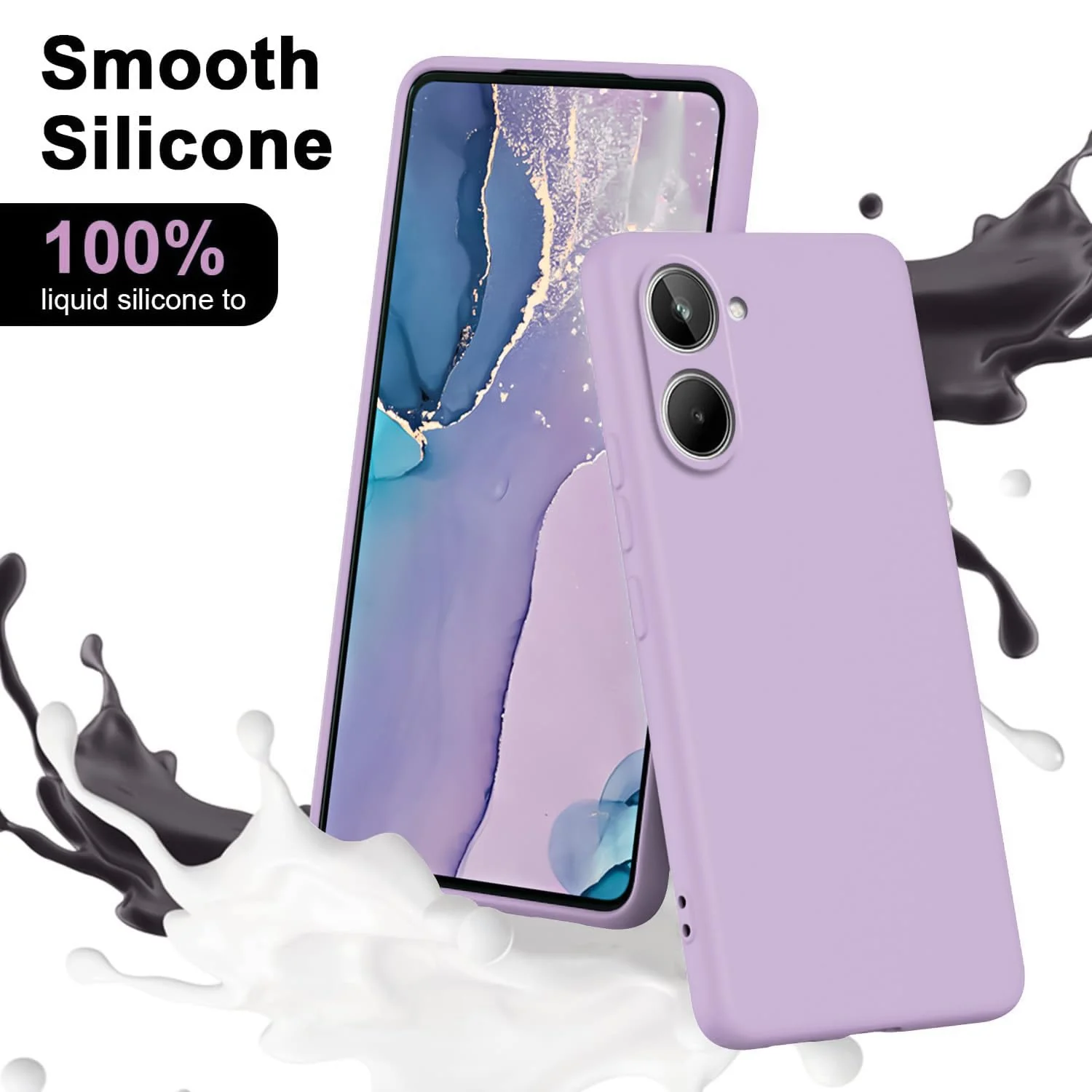 DL3 Mobilak Liquid Silicone Protective Case for realme 10 4G with Microfiber Lining and Shockproof Design - Lavender